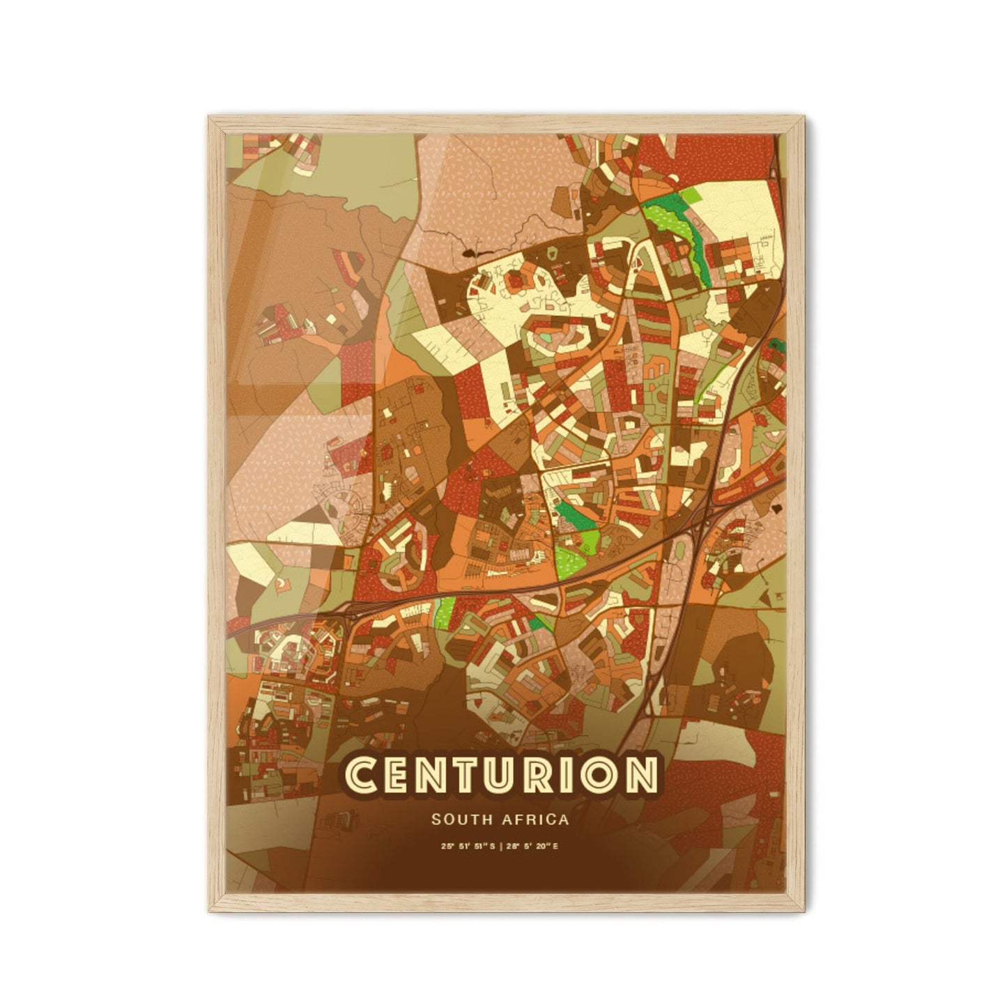 Colorful CENTURION SOUTH AFRICA Fine Art Map Farmhouse