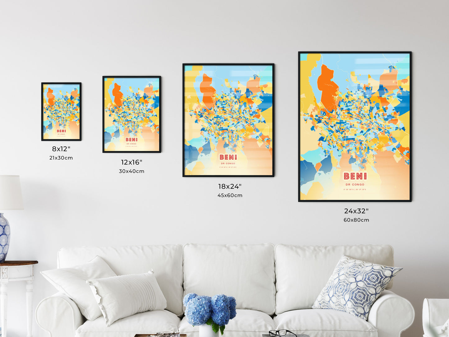 Colorful BENI DR CONGO Fine Art Map