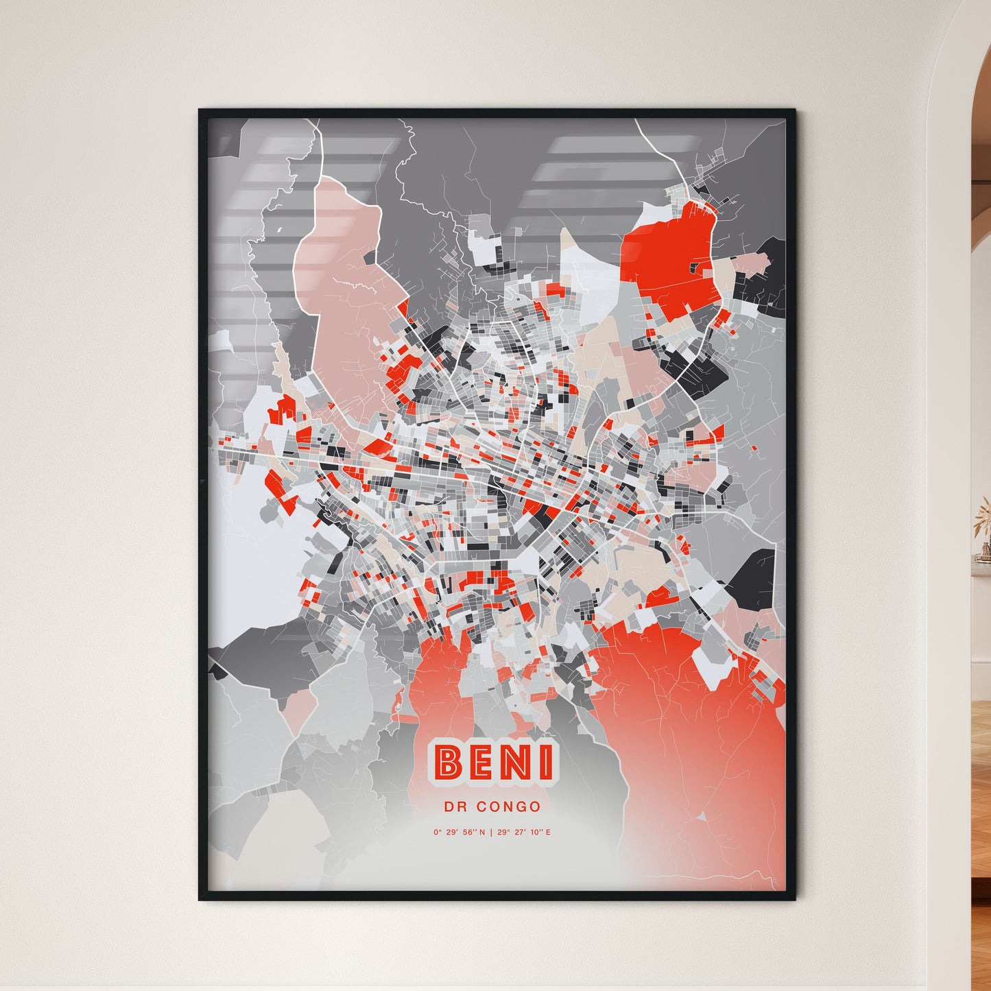 Colorful BENI DR CONGO Fine Art Map Modern