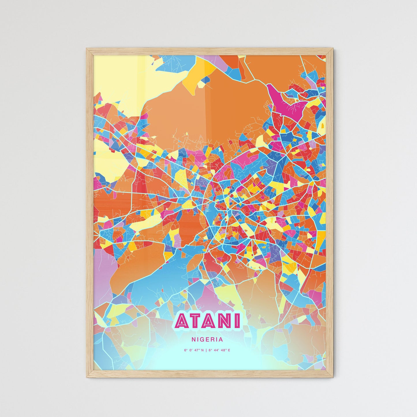 Colorful ATANI NIGERIA Fine Art Map Crazy Colors