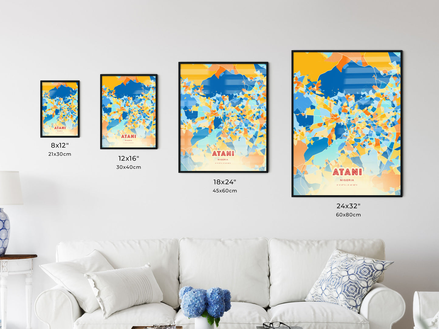 Colorful ATANI NIGERIA Fine Art Map