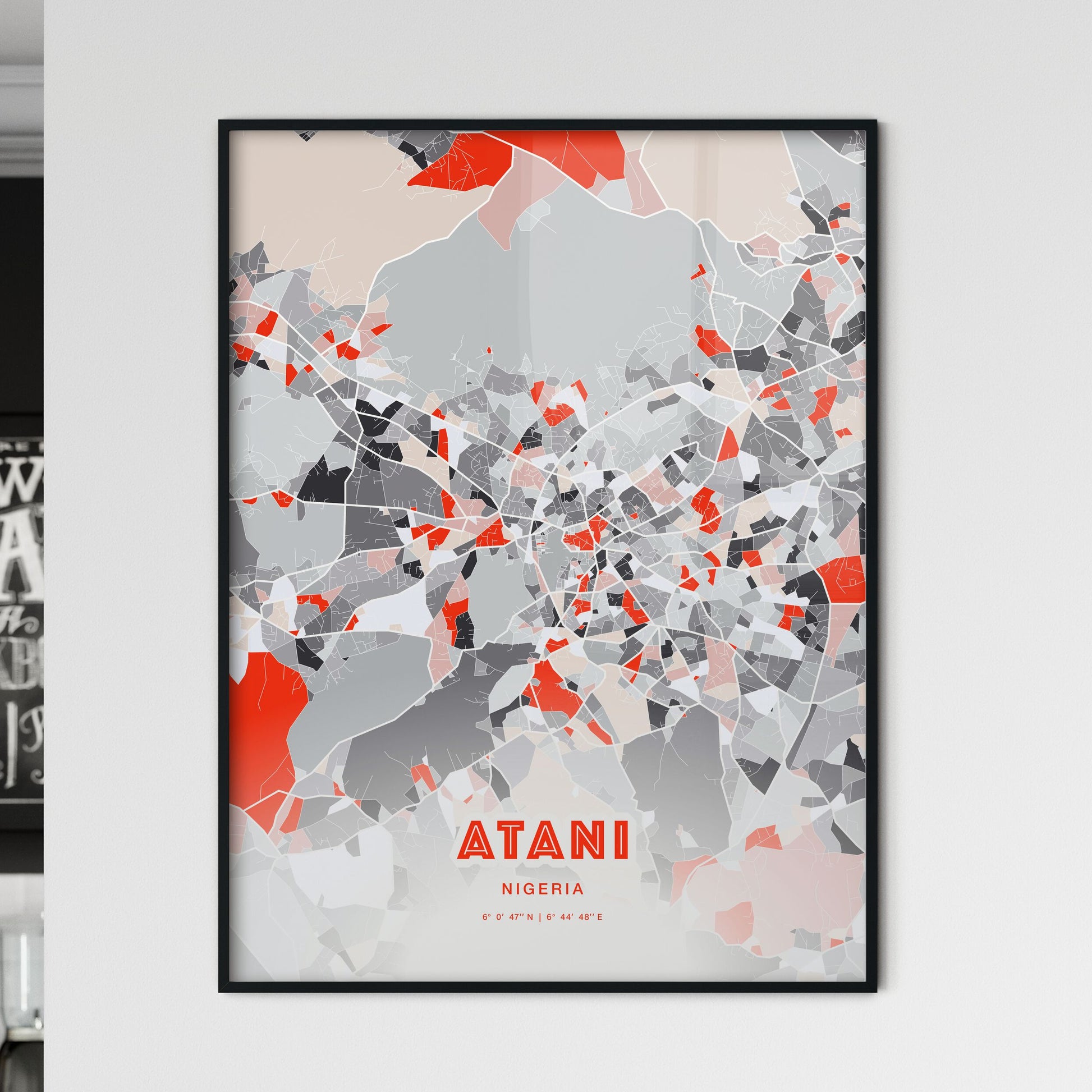 Colorful ATANI NIGERIA Fine Art Map Modern