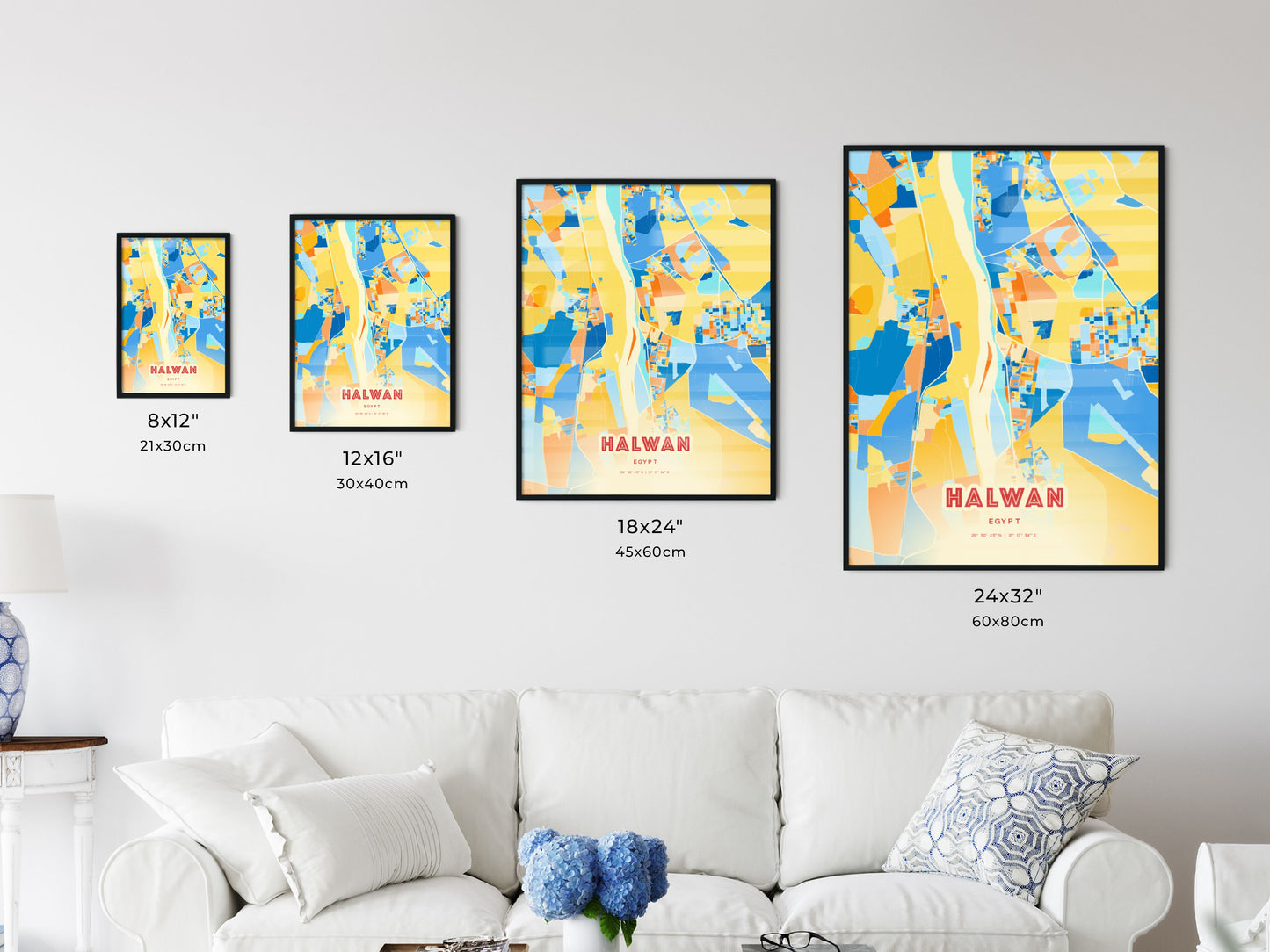 Colorful HALWAN EGYPT Fine Art Map