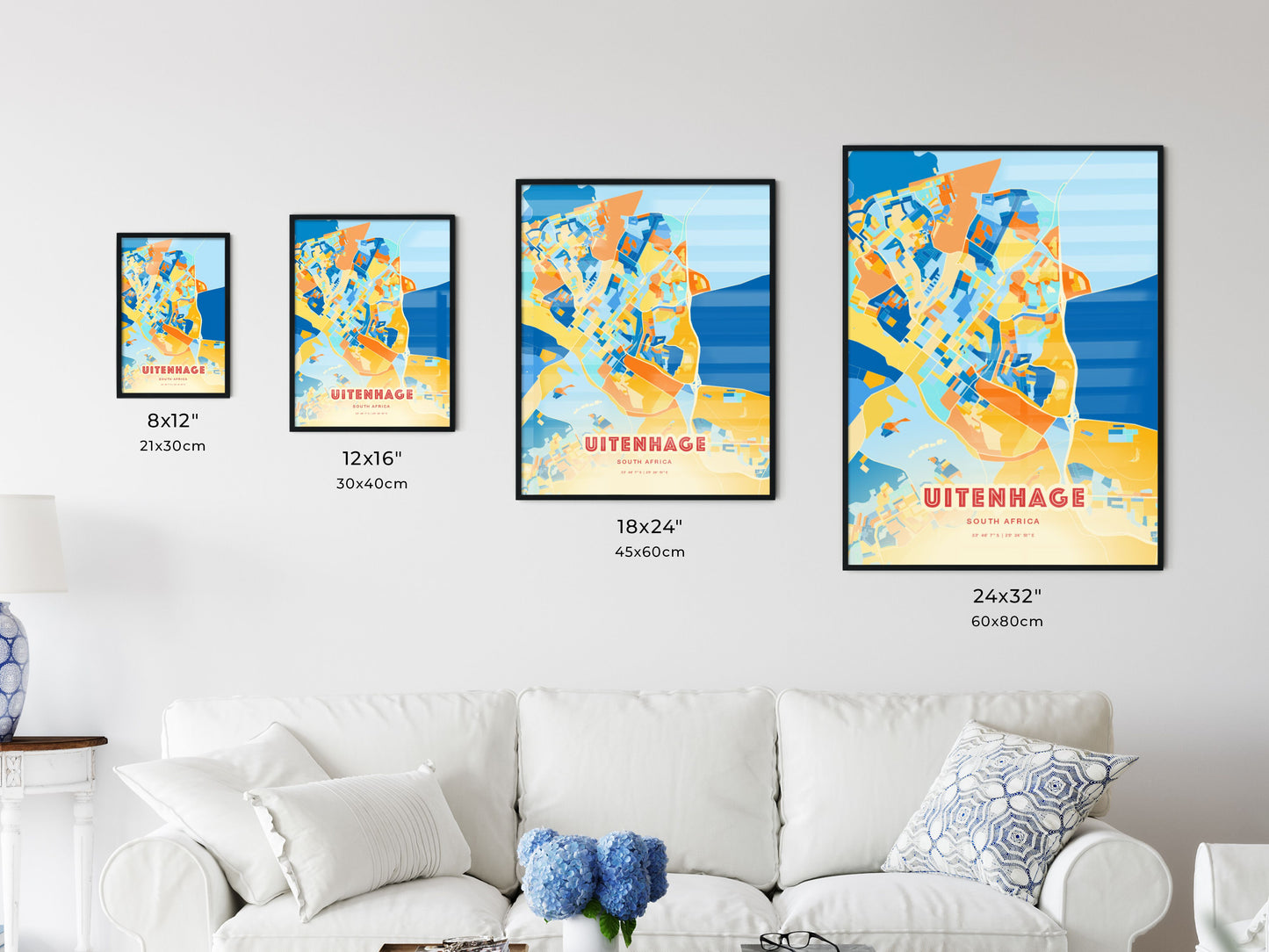 Colorful UITENHAGE SOUTH AFRICA Fine Art Map