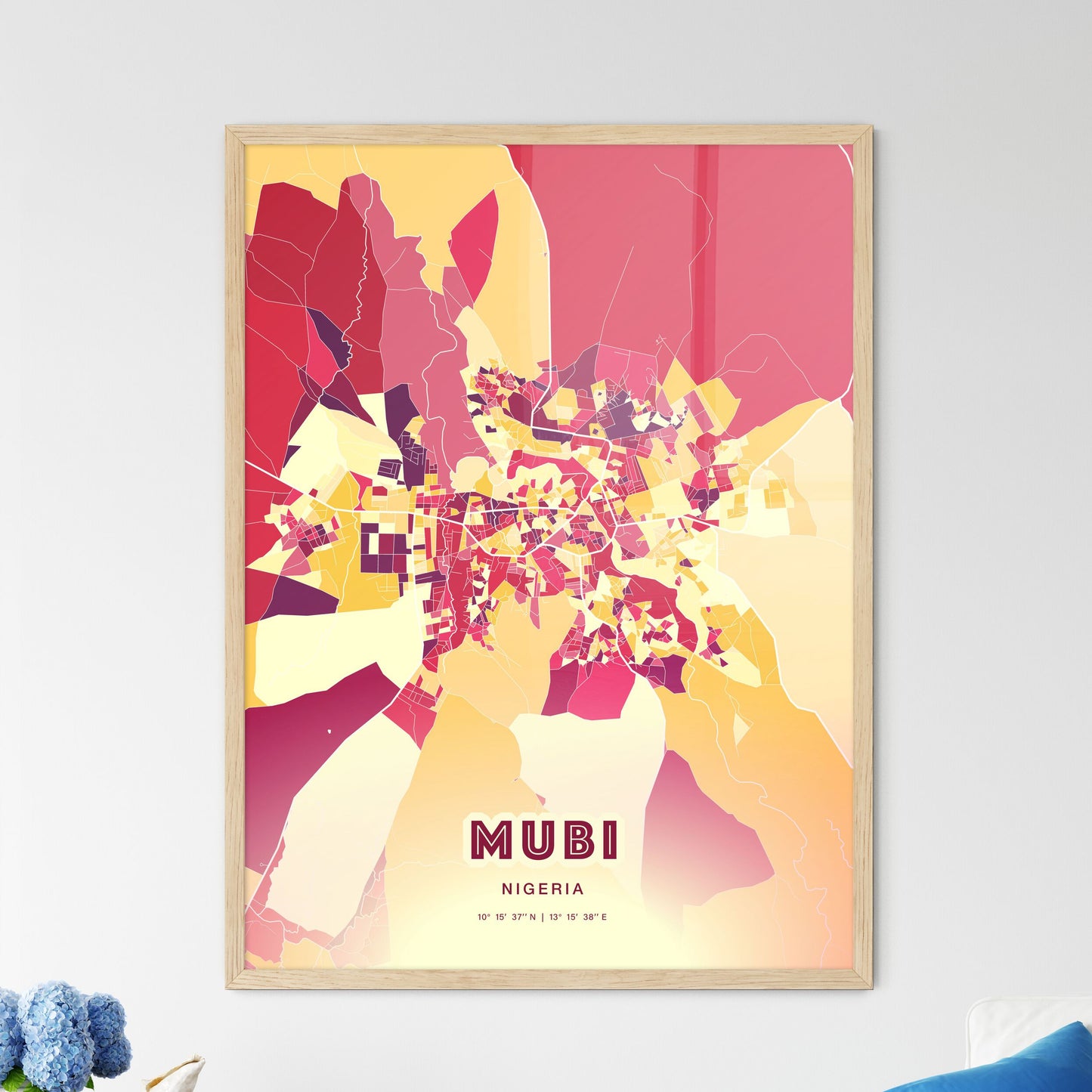 Colorful MUBI NIGERIA Fine Art Map Hot Red