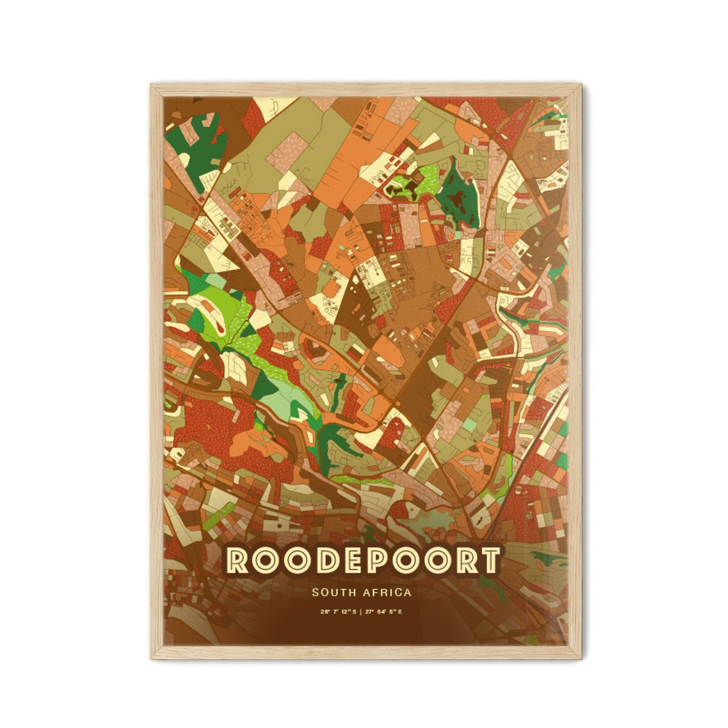 Colorful ROODEPOORT SOUTH AFRICA Fine Art Map Farmhouse