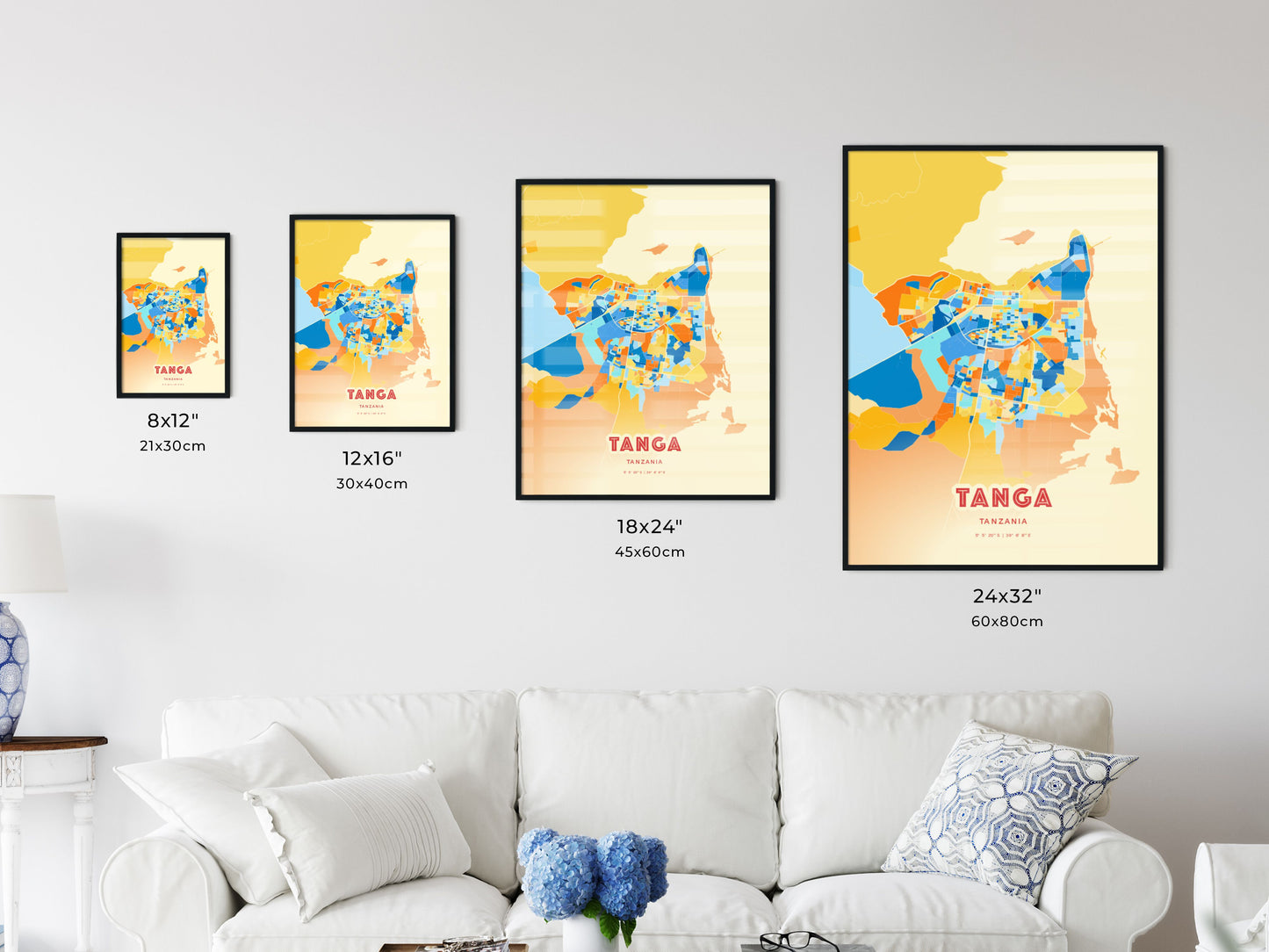 Colorful TANGA TANZANIA Fine Art Map