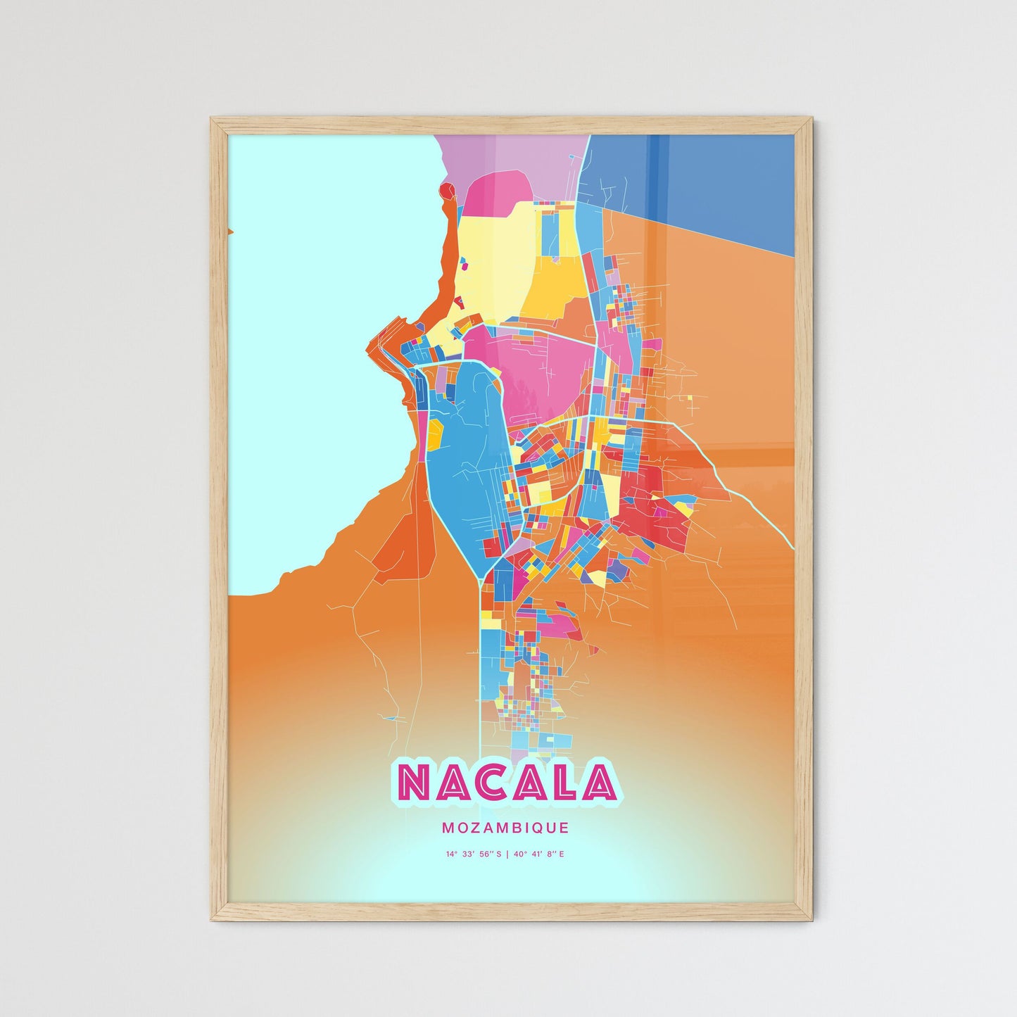 Colorful NACALA MOZAMBIQUE Fine Art Map Crazy Colors