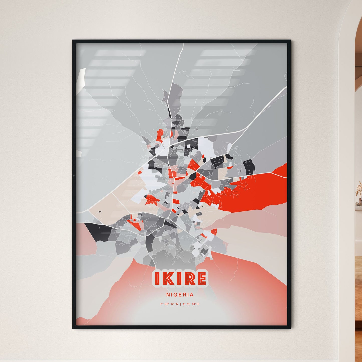 Colorful IKIRE NIGERIA Fine Art Map Modern