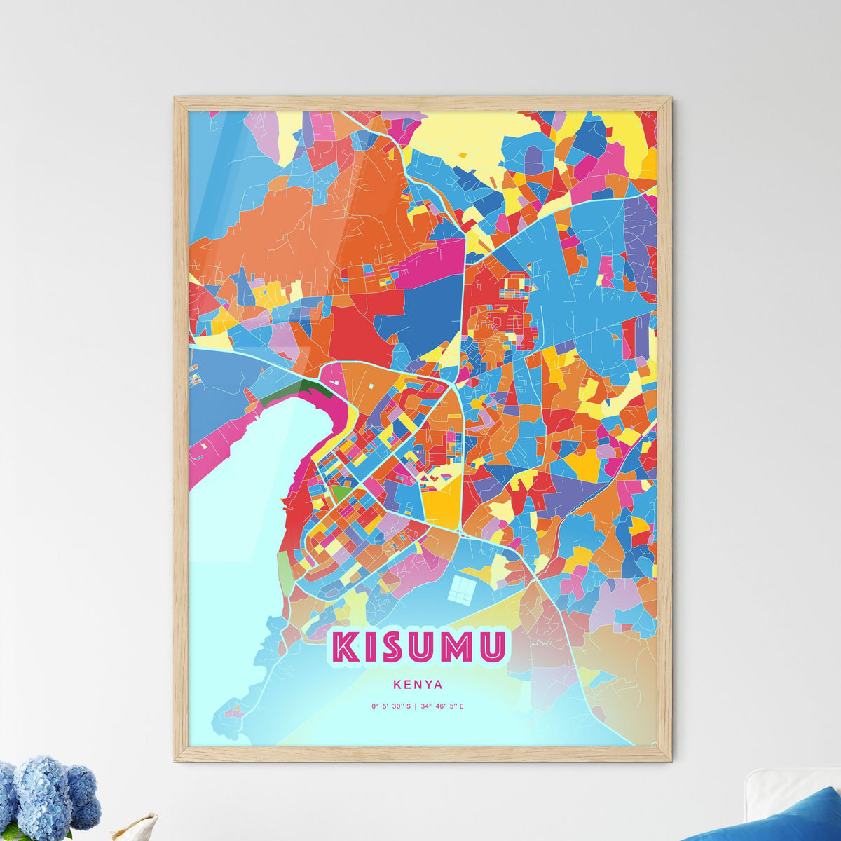 Colorful KISUMU KENYA Fine Art Map Crazy Colors
