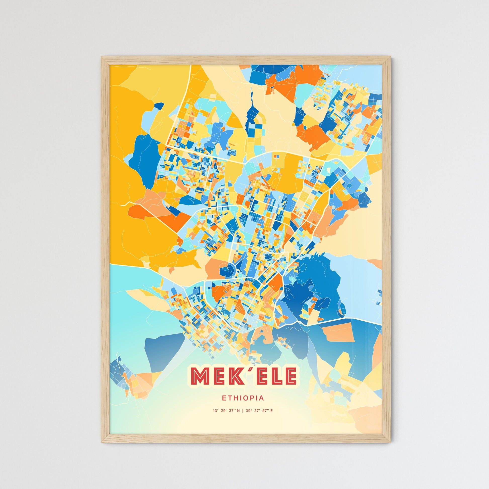 Colorful MEK´ELE ETHIOPIA Fine Art Map Blue Orange