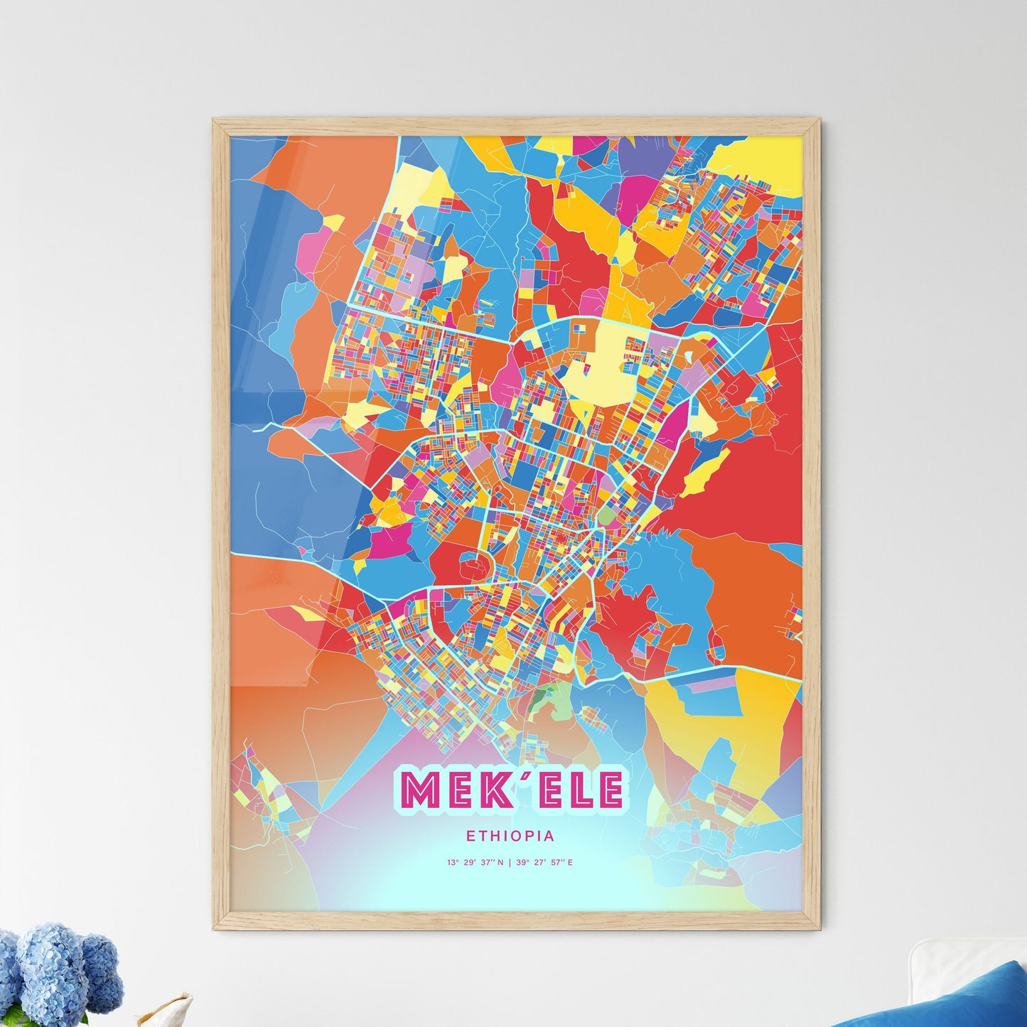 Colorful MEK´ELE ETHIOPIA Fine Art Map Crazy Colors