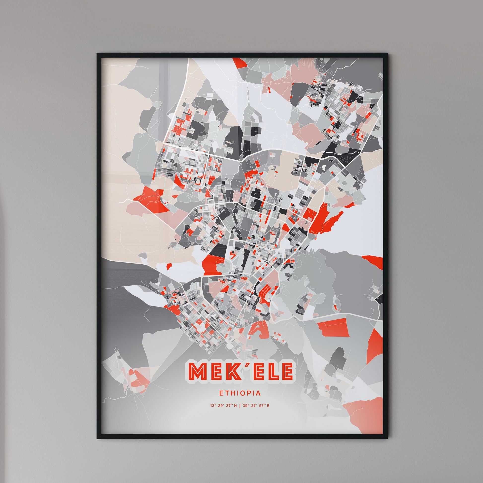 Colorful MEK´ELE ETHIOPIA Fine Art Map Modern