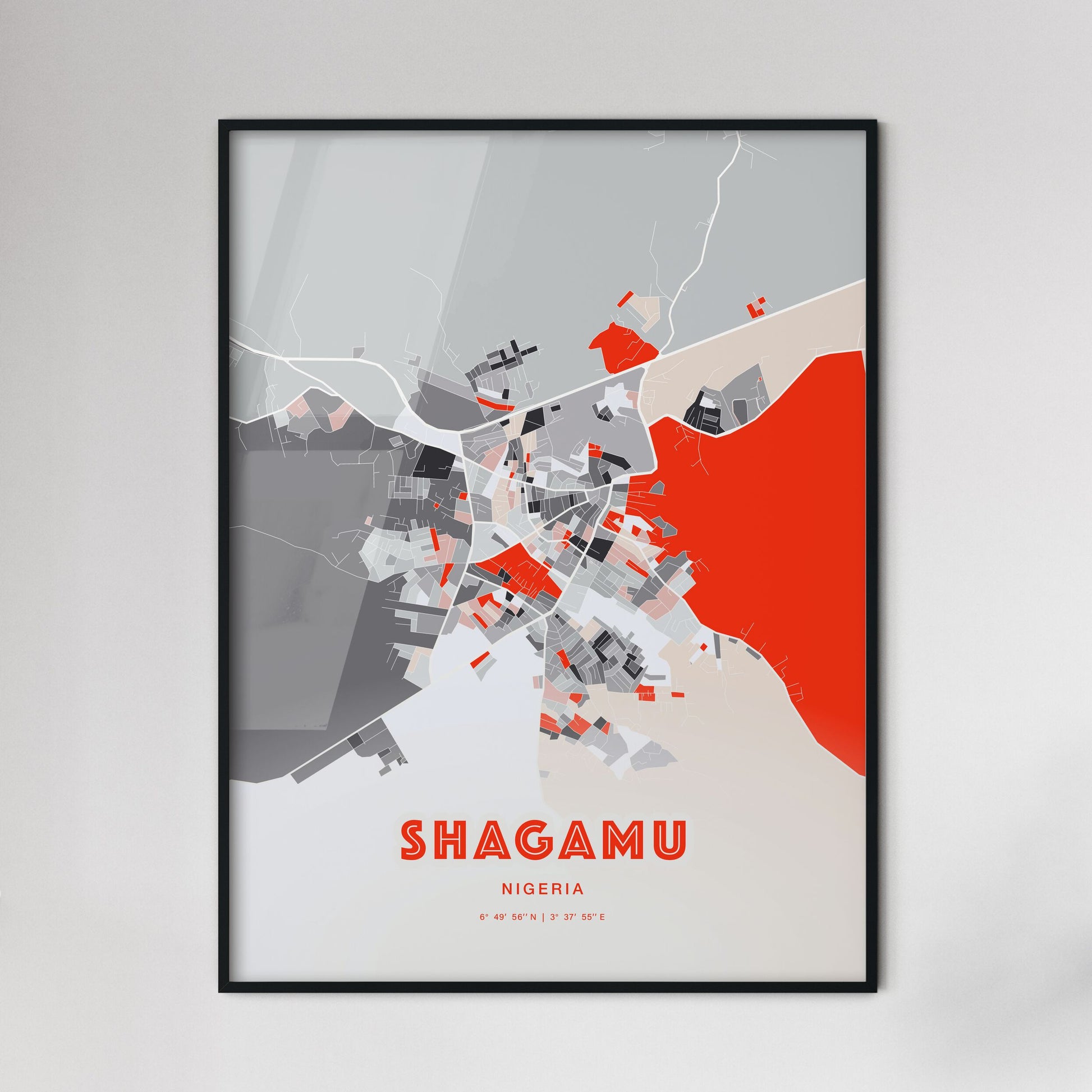 Colorful SHAGAMU NIGERIA Fine Art Map Modern