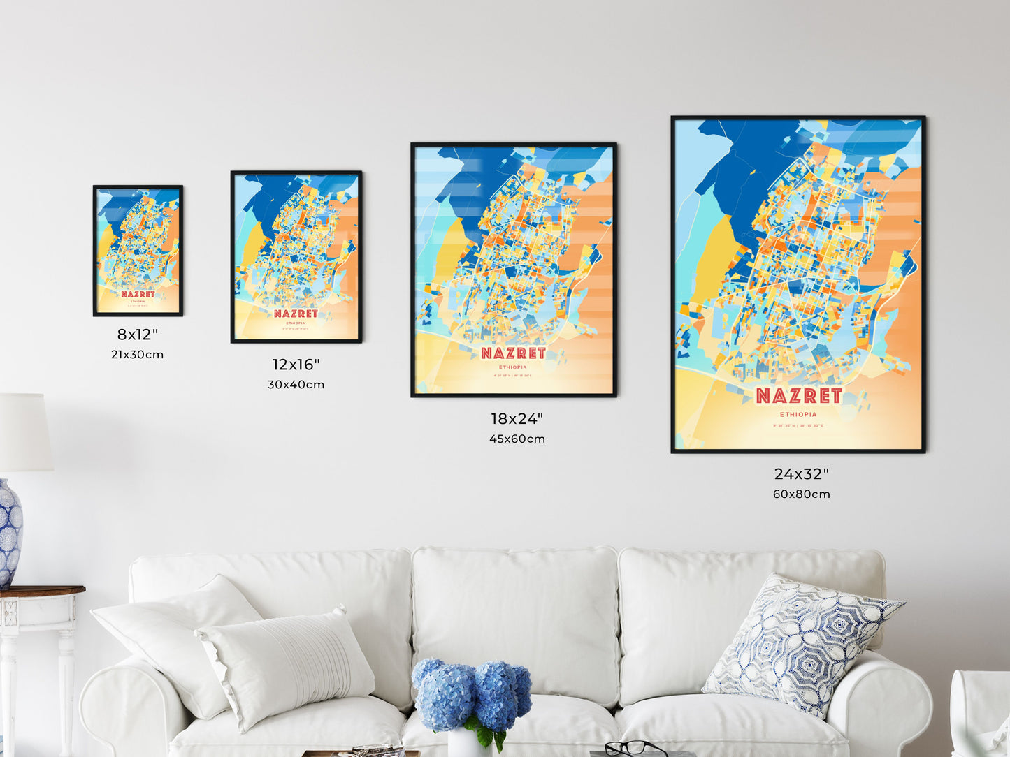 Colorful NAZRET ETHIOPIA Fine Art Map