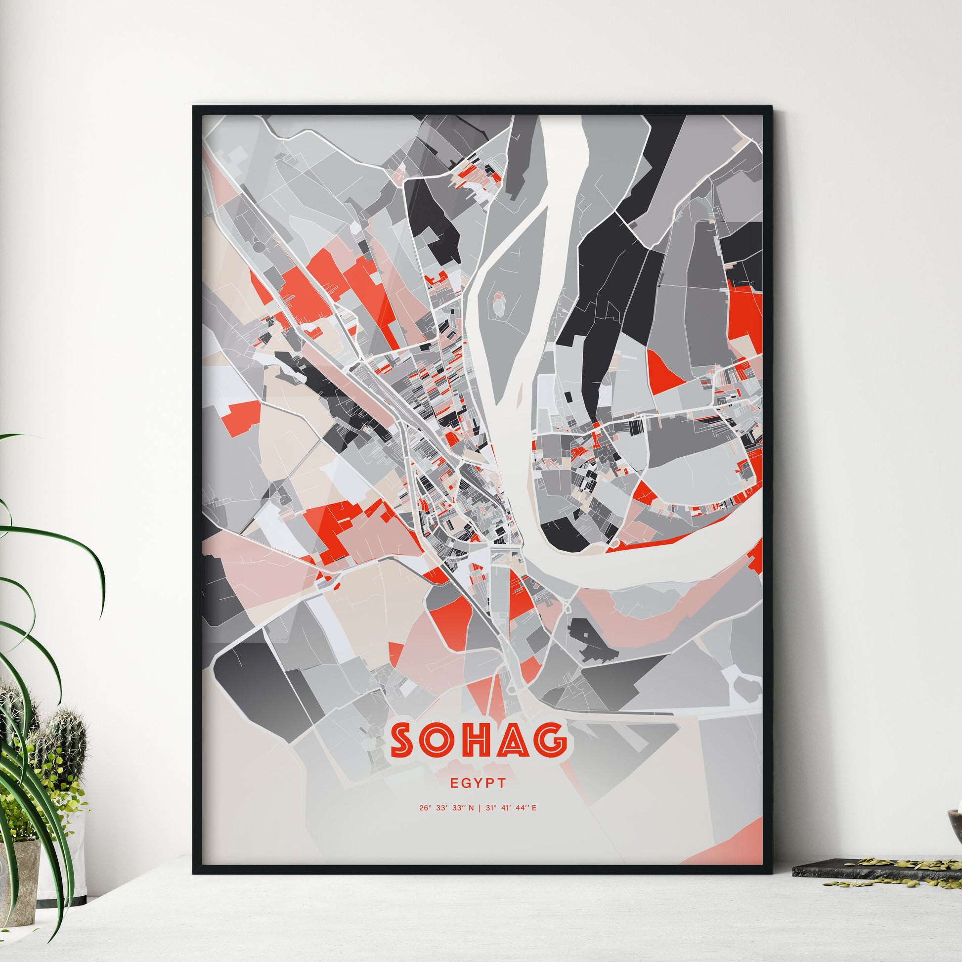 Colorful SOHAG EGYPT Fine Art Map Modern