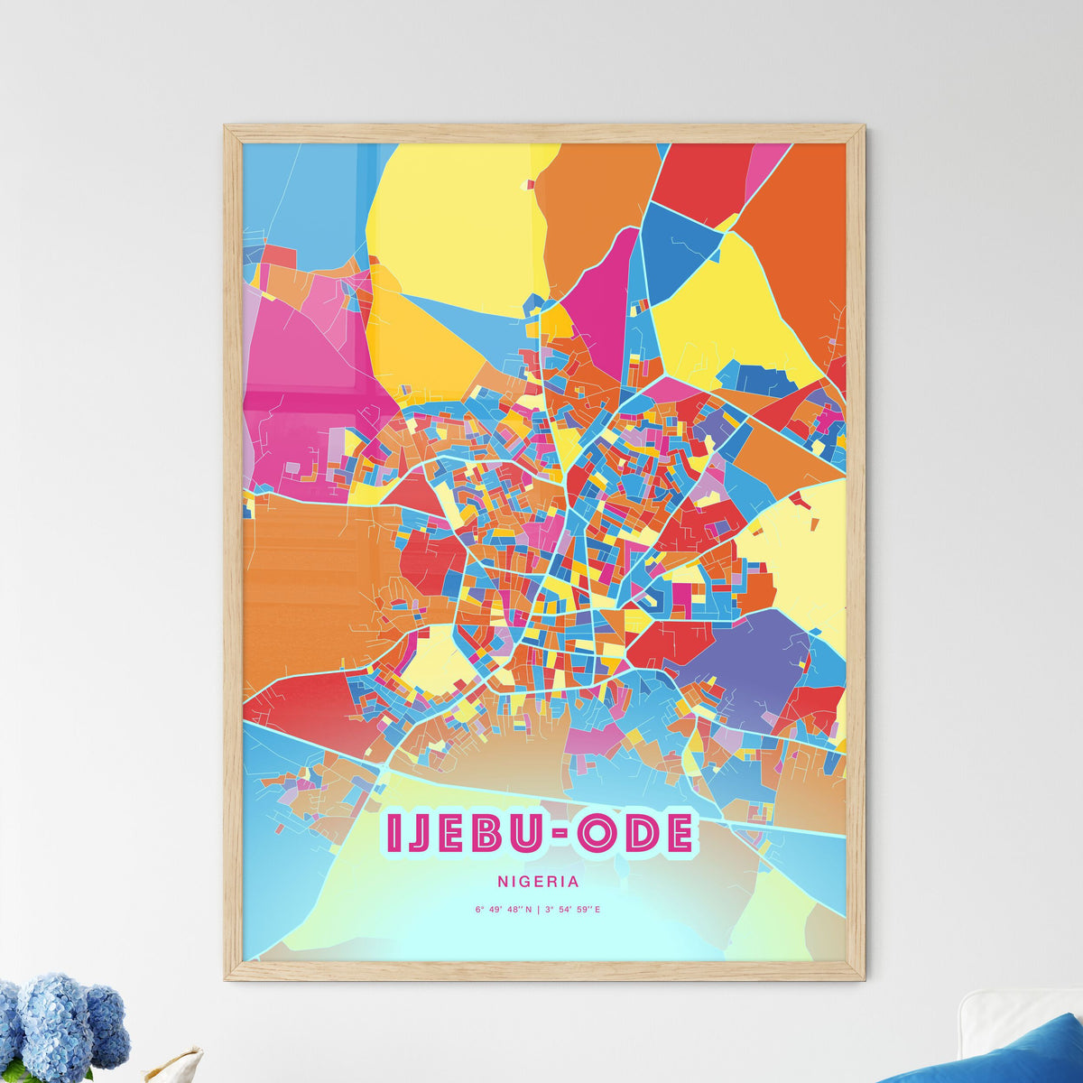 Colorful IJEBU-ODE NIGERIA Fine Art Map Crazy Colors