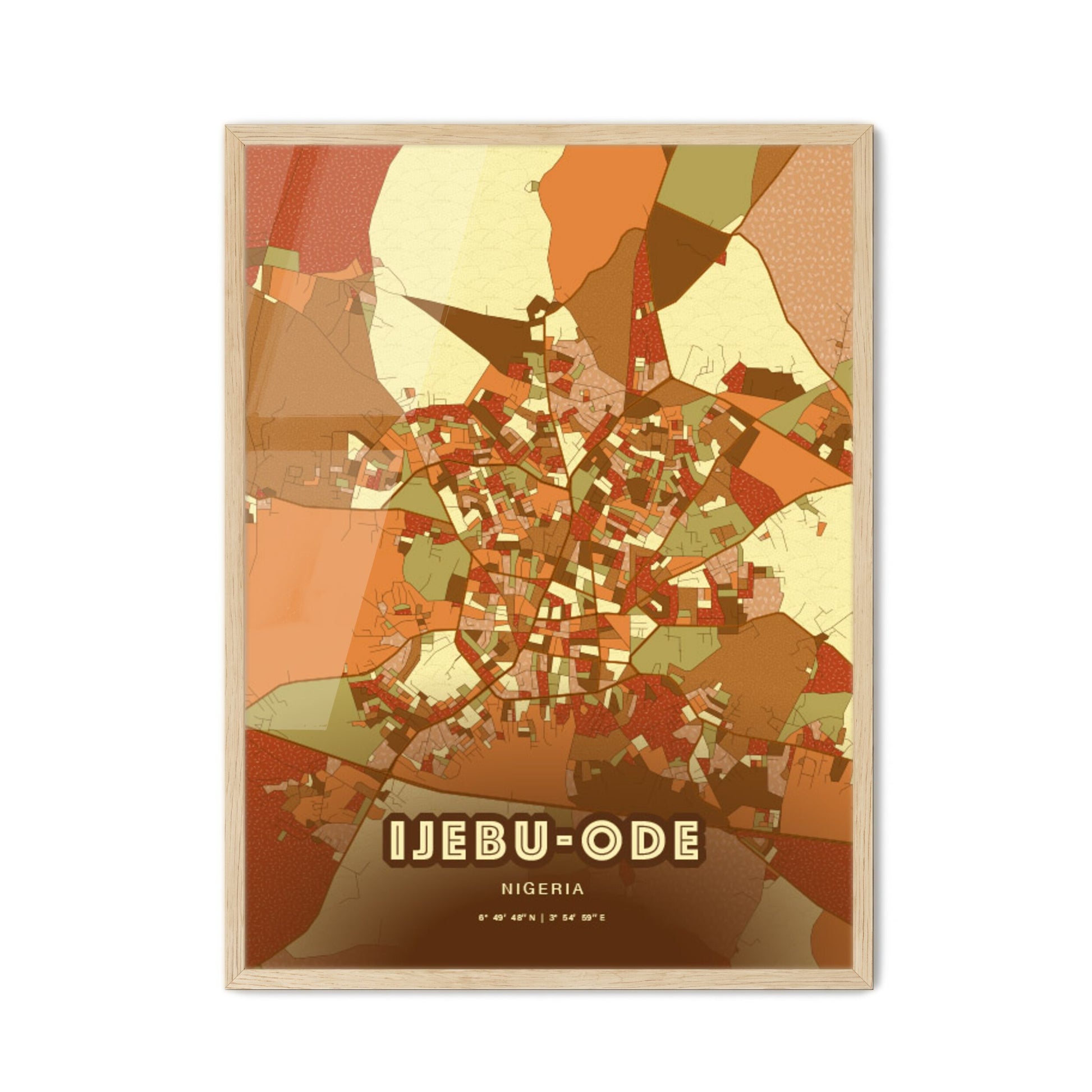 Colorful IJEBU-ODE NIGERIA Fine Art Map Farmhouse