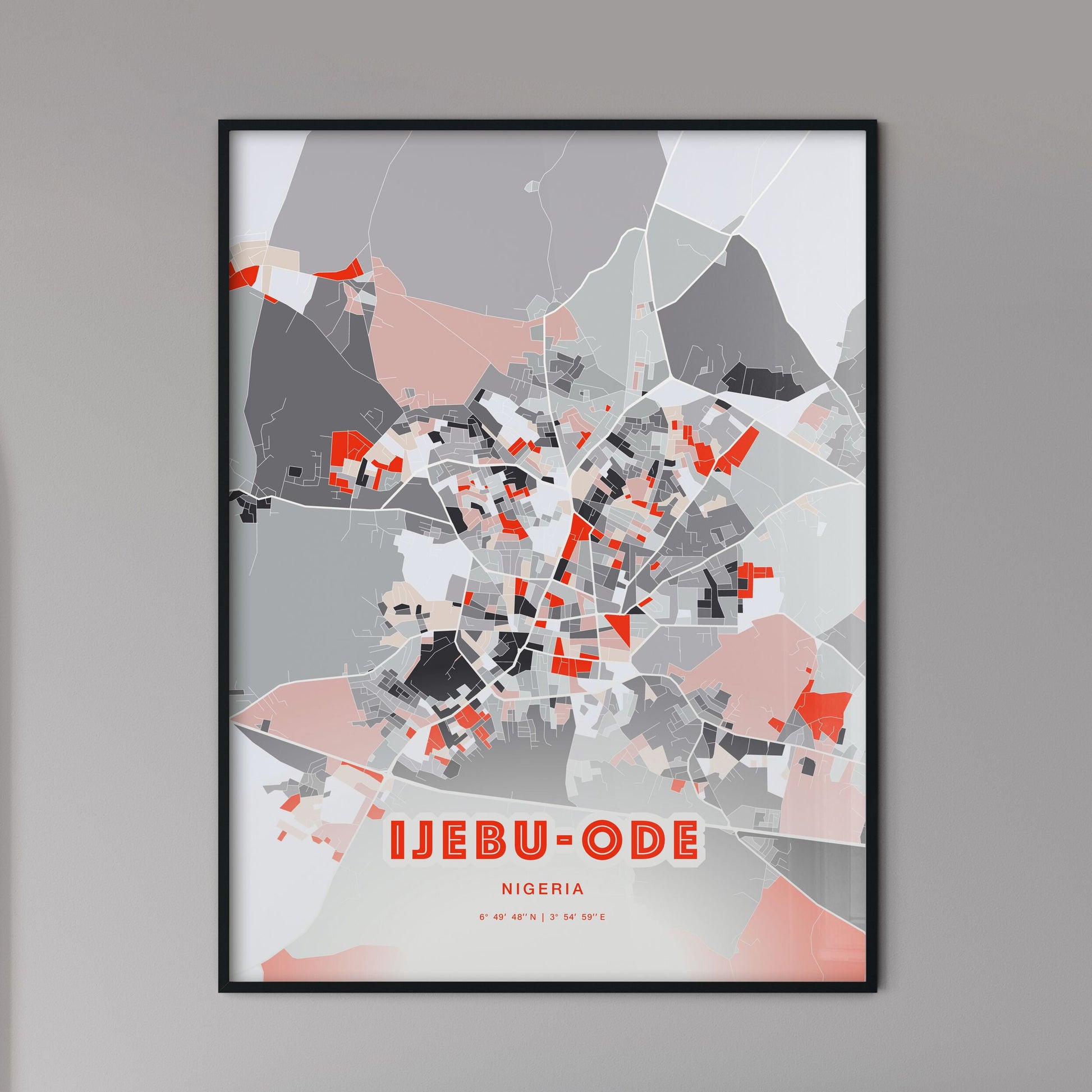 Colorful IJEBU-ODE NIGERIA Fine Art Map Modern