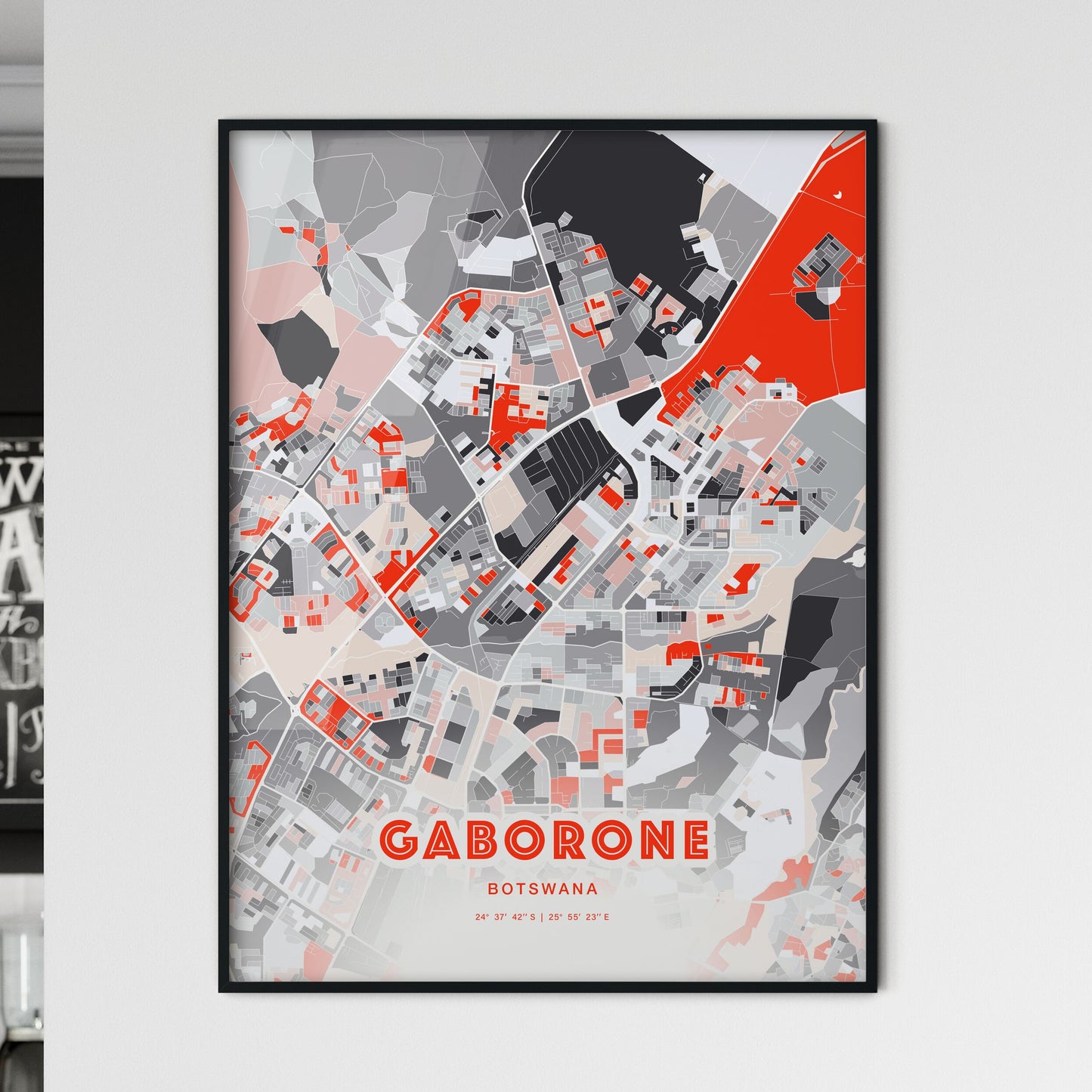 Colorful GABORONE BOTSWANA Fine Art Map Modern