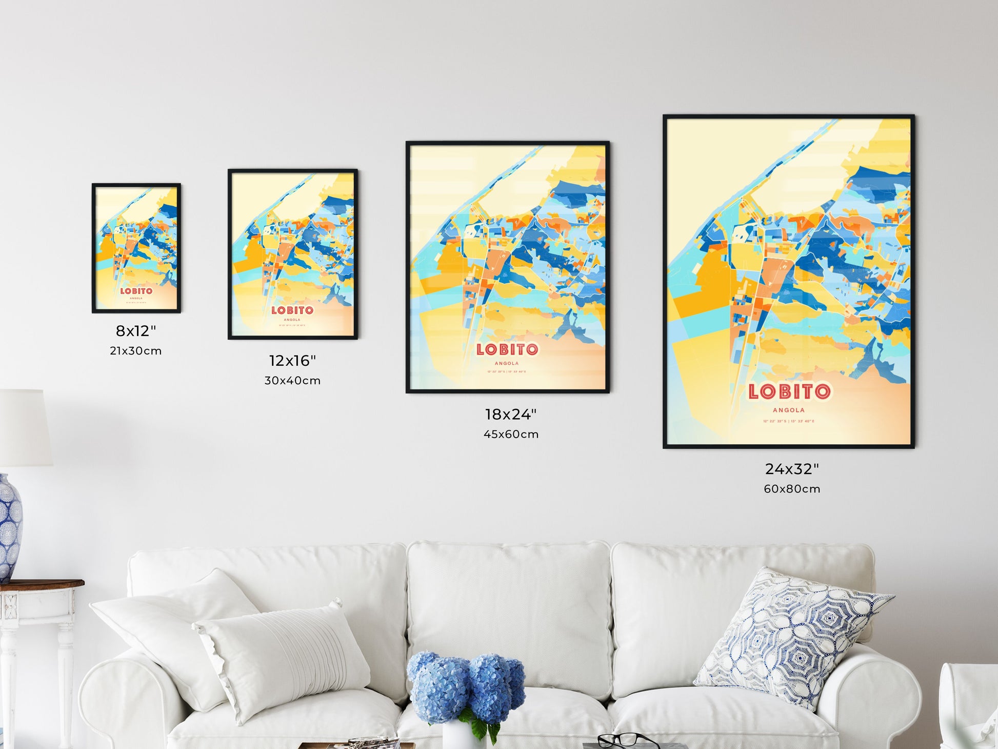 Colorful LOBITO ANGOLA Fine Art Map