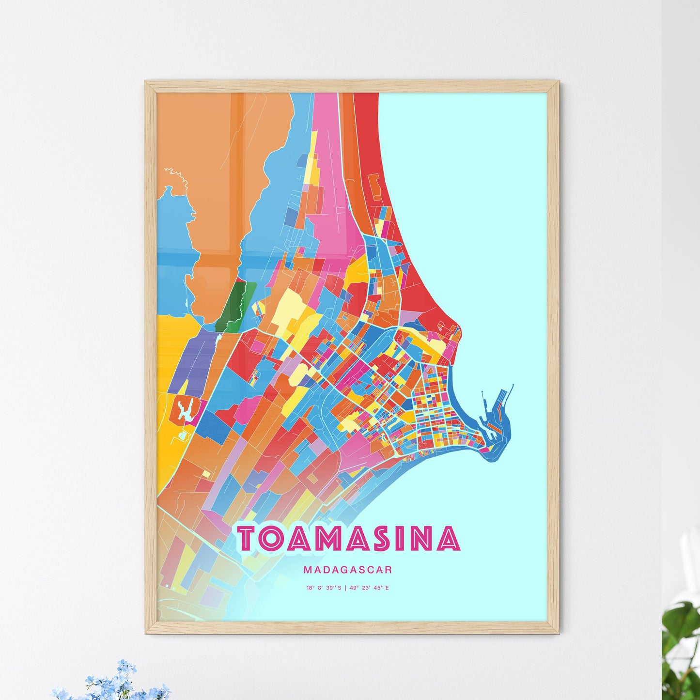 Colorful TOAMASINA MADAGASCAR Fine Art Map Crazy Colors