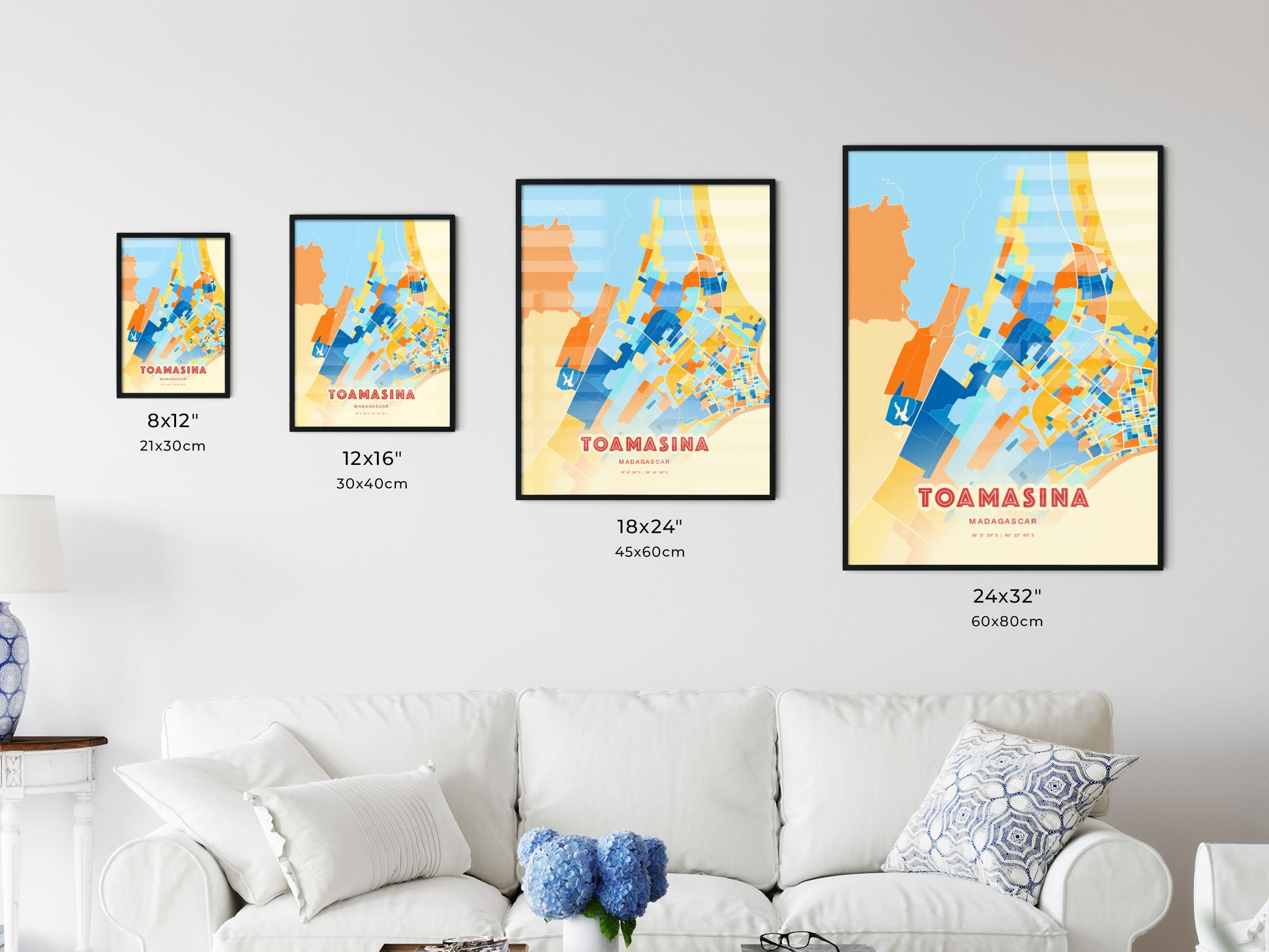 Colorful TOAMASINA MADAGASCAR Fine Art Map