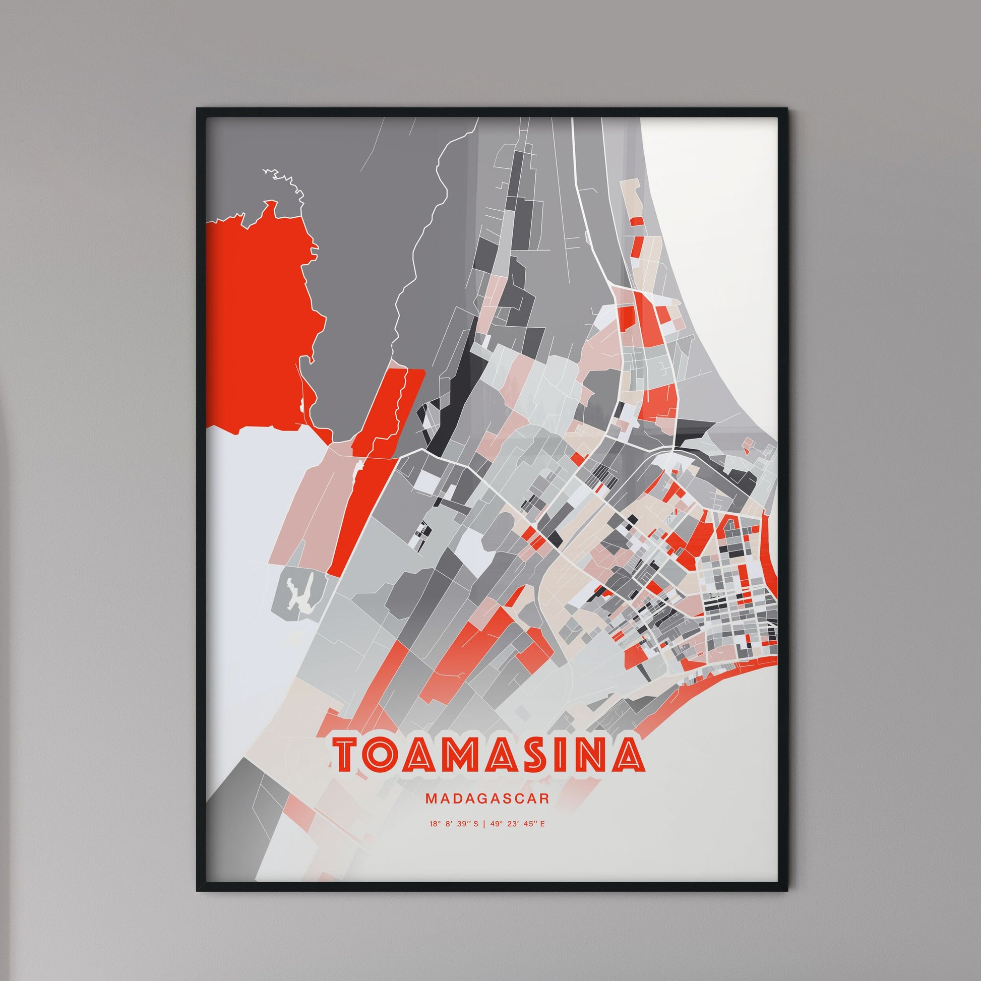 Colorful TOAMASINA MADAGASCAR Fine Art Map Modern