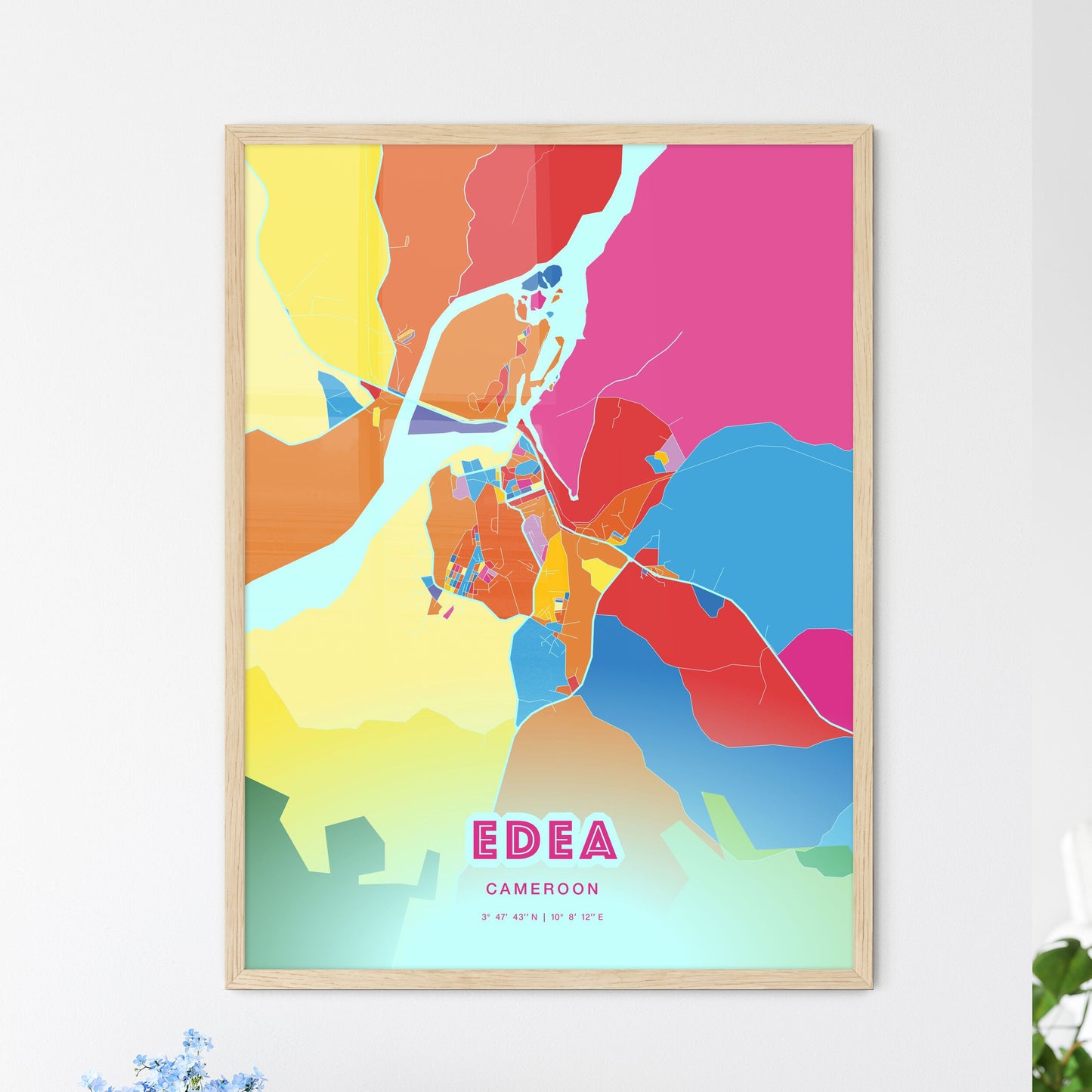 Colorful EDEA CAMEROON Fine Art Map Crazy Colors