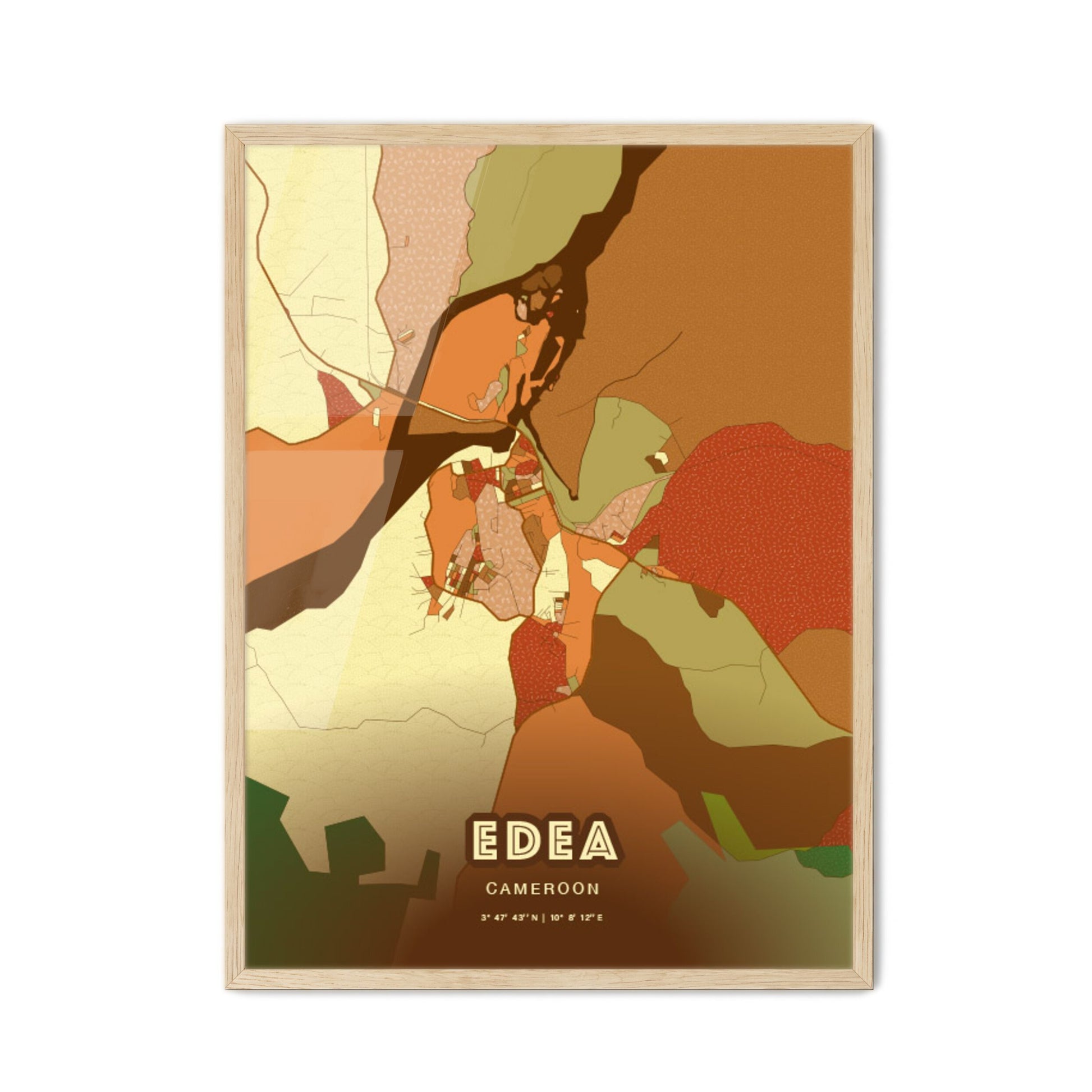 Colorful EDEA CAMEROON Fine Art Map Farmhouse