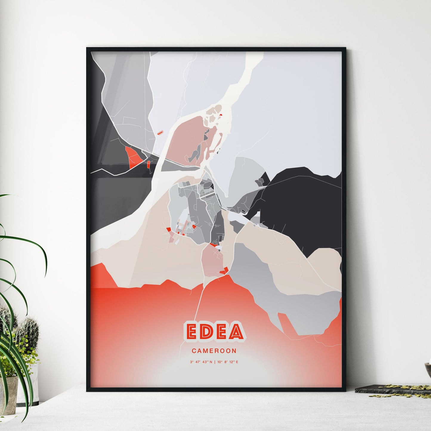 Colorful EDEA CAMEROON Fine Art Map Modern