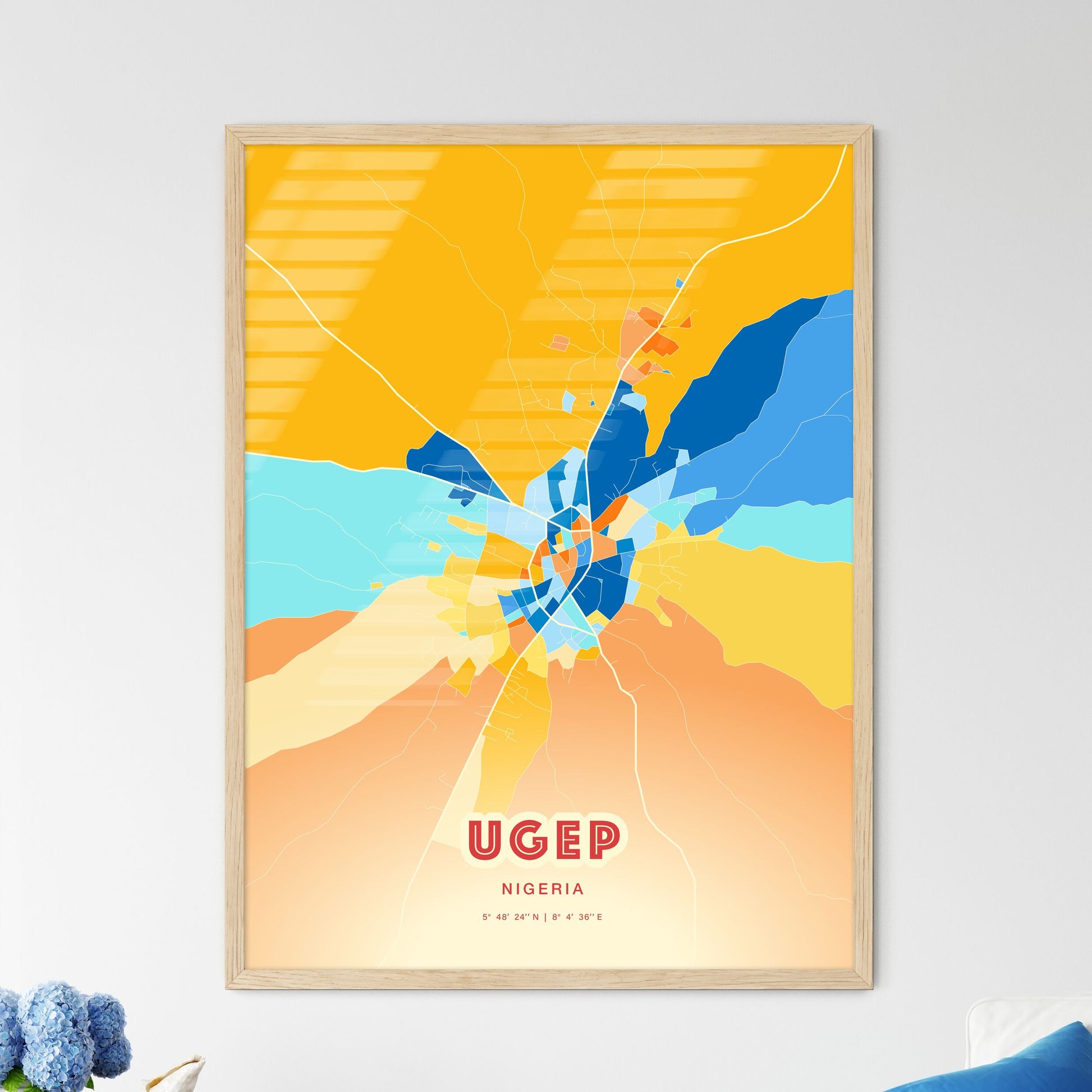 Colorful UGEP NIGERIA Fine Art Map Blue Orange