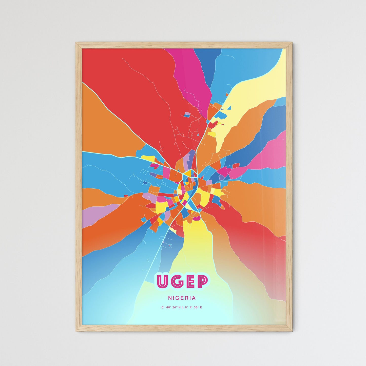 Colorful UGEP NIGERIA Fine Art Map Crazy Colors
