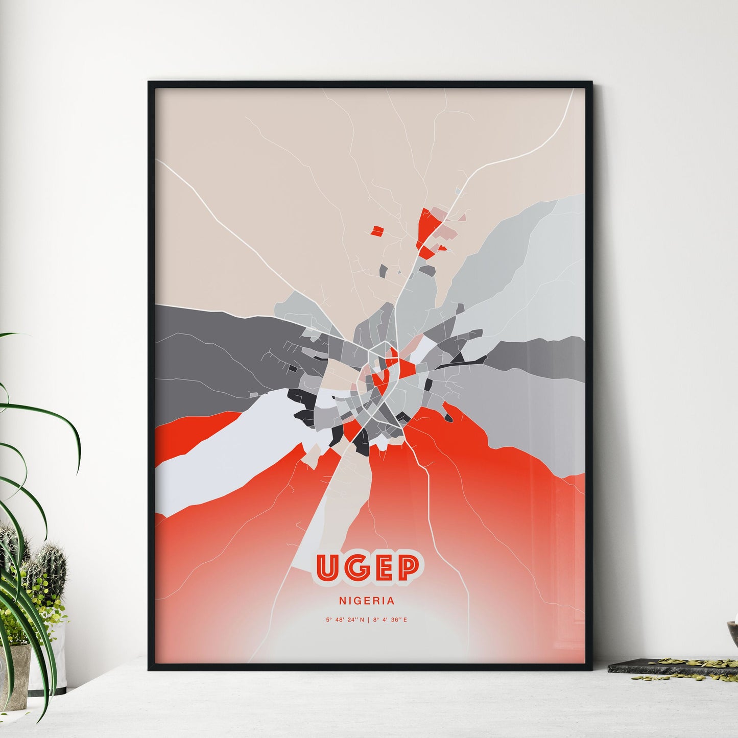 Colorful UGEP NIGERIA Fine Art Map Modern