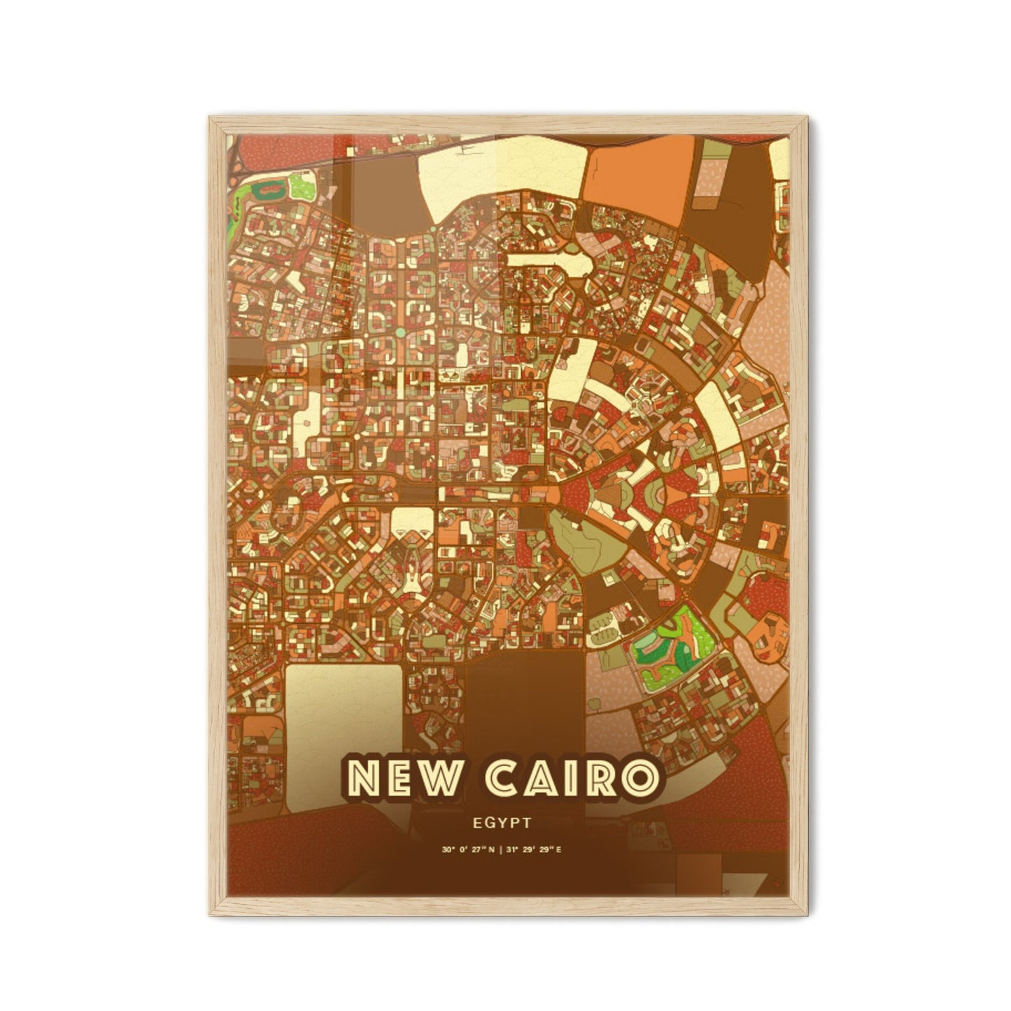 Colorful NEW CAIRO EGYPT Fine Art Map Farmhouse