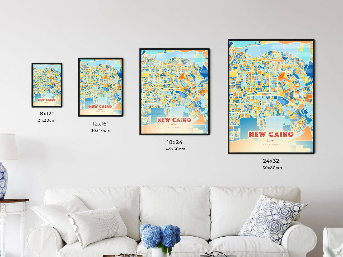 Colorful NEW CAIRO EGYPT Fine Art Map