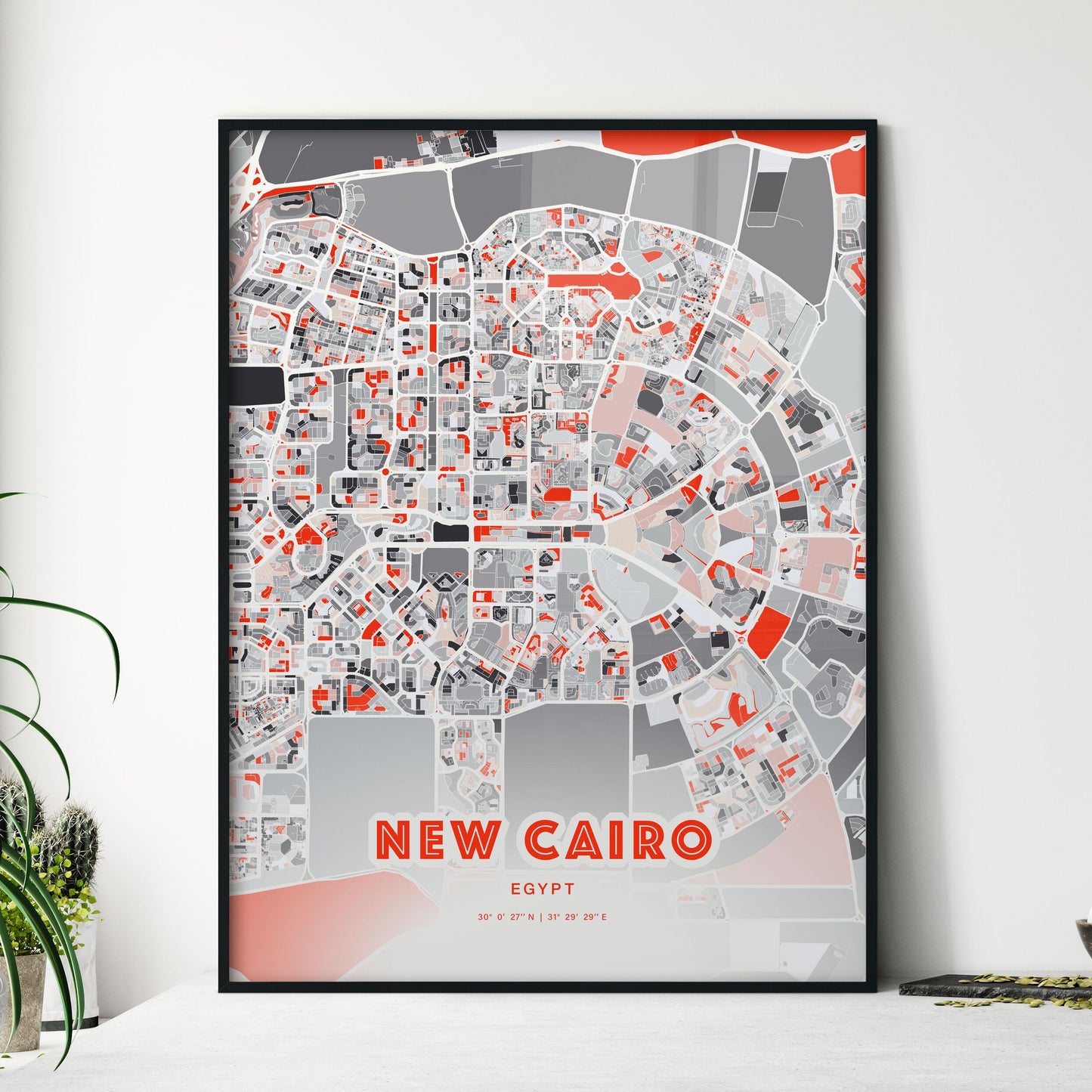 Colorful NEW CAIRO EGYPT Fine Art Map Modern