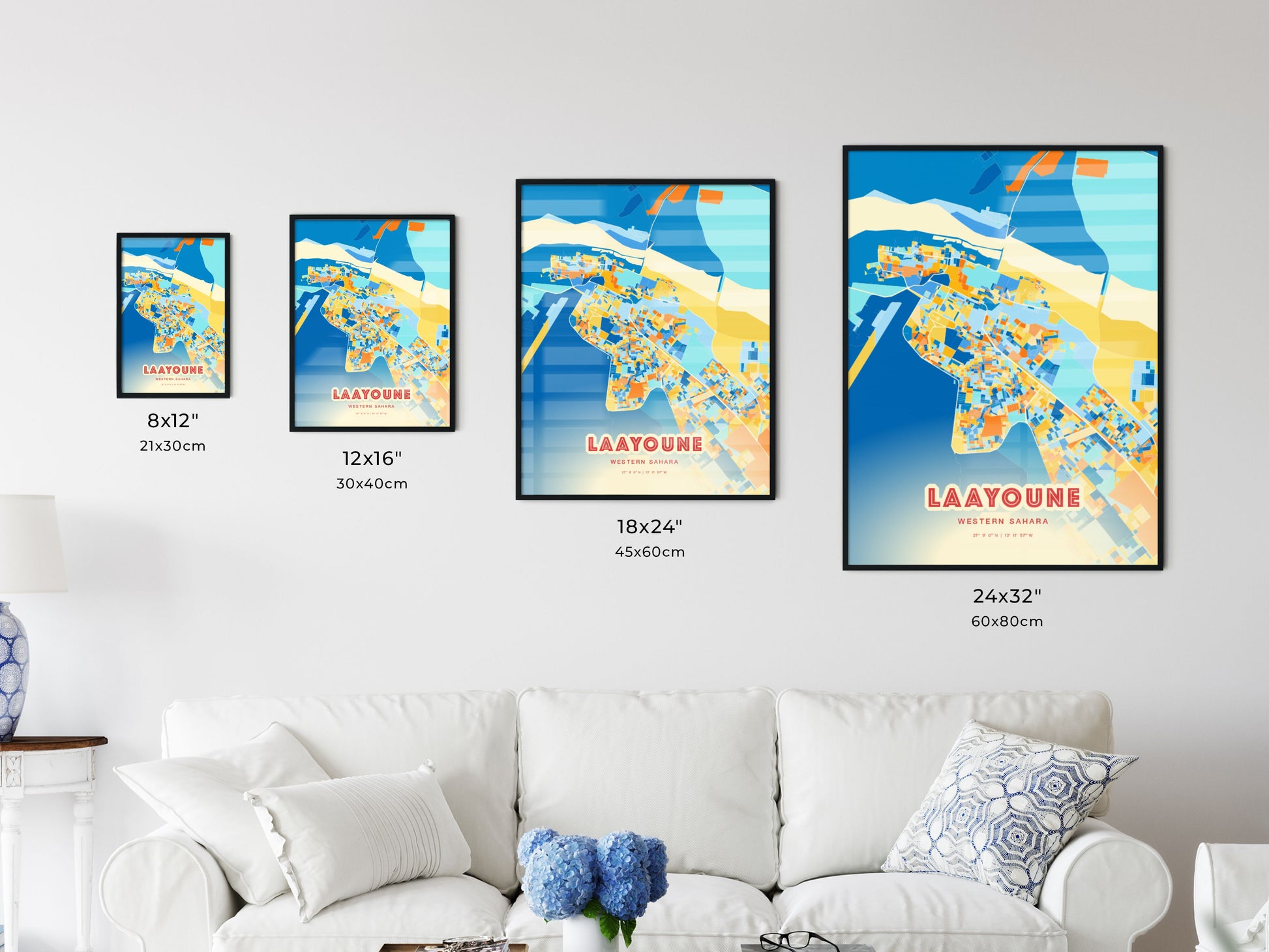 Colorful LAAYOUNE WESTERN SAHARA Fine Art Map