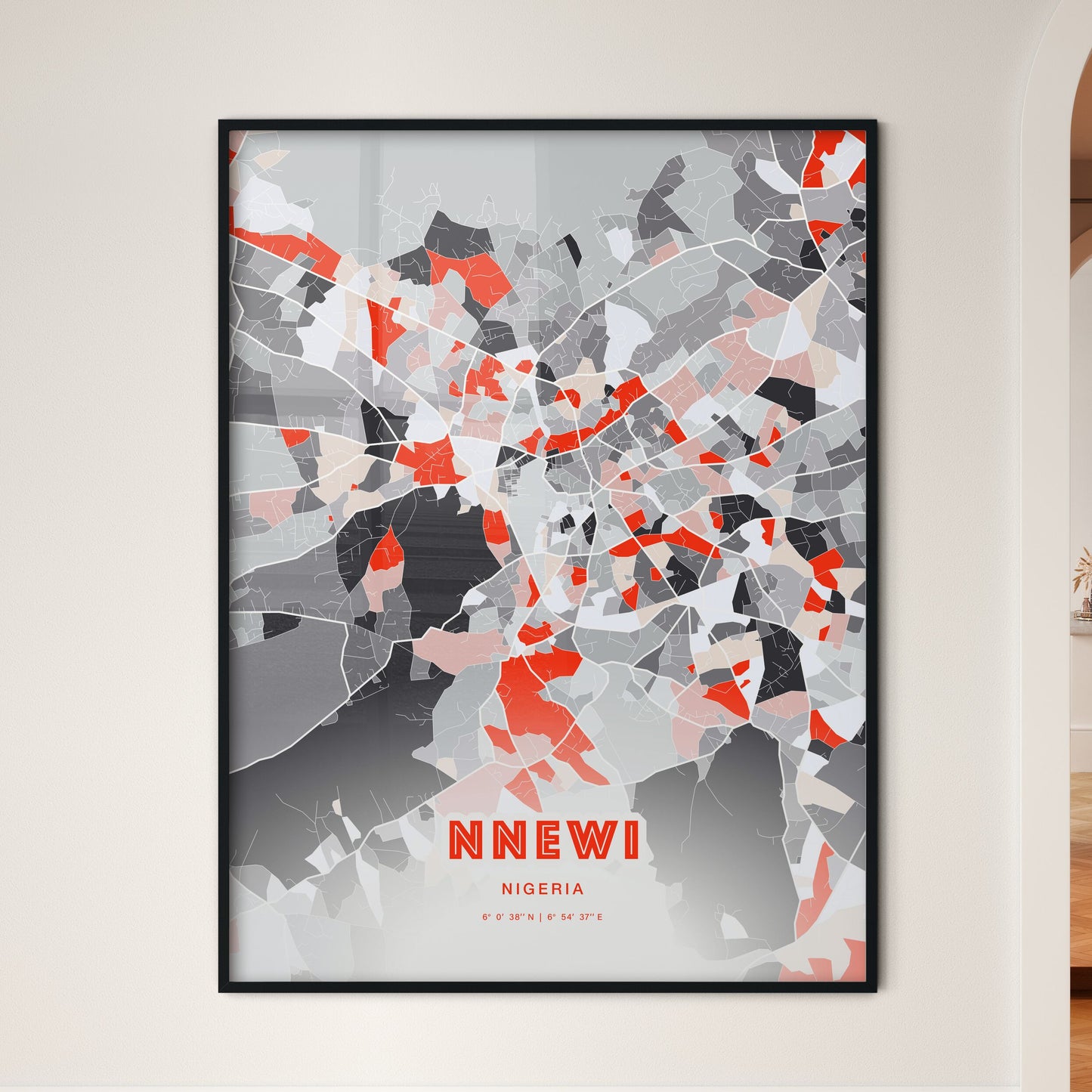 Colorful NNEWI NIGERIA Fine Art Map Modern