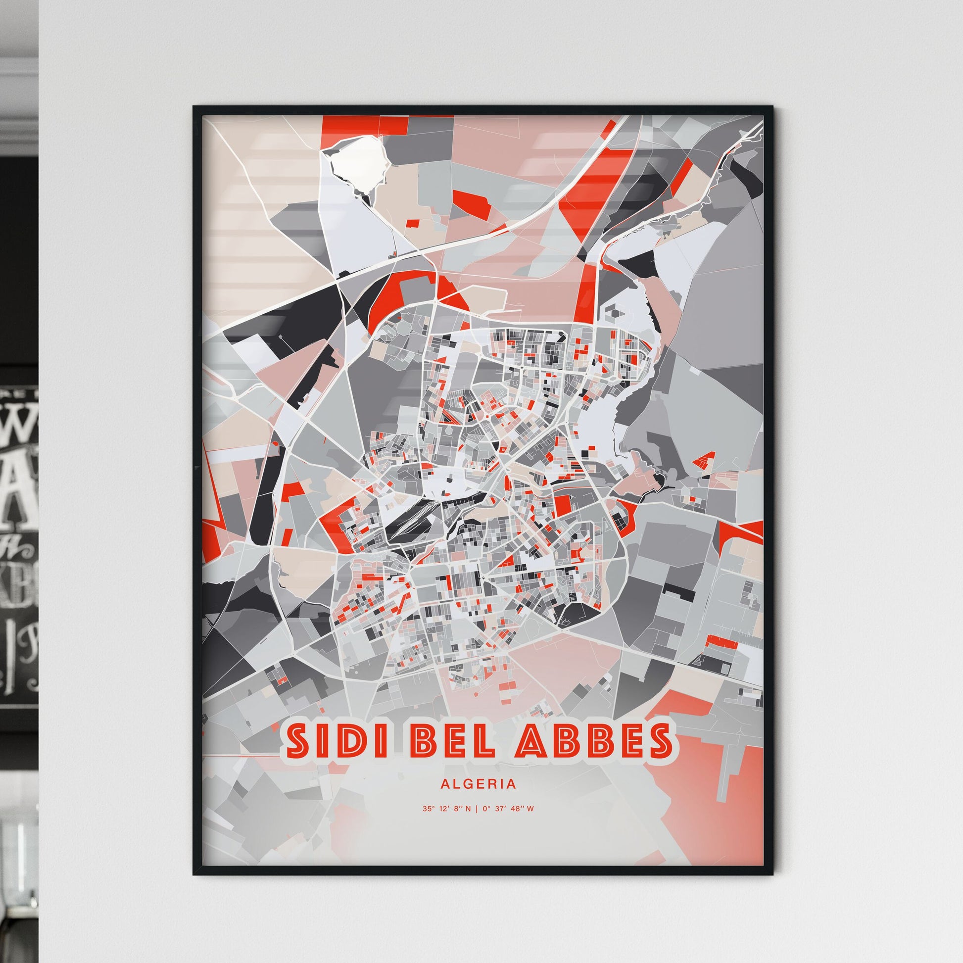 Colorful SIDI BEL ABBES ALGERIA Fine Art Map Modern