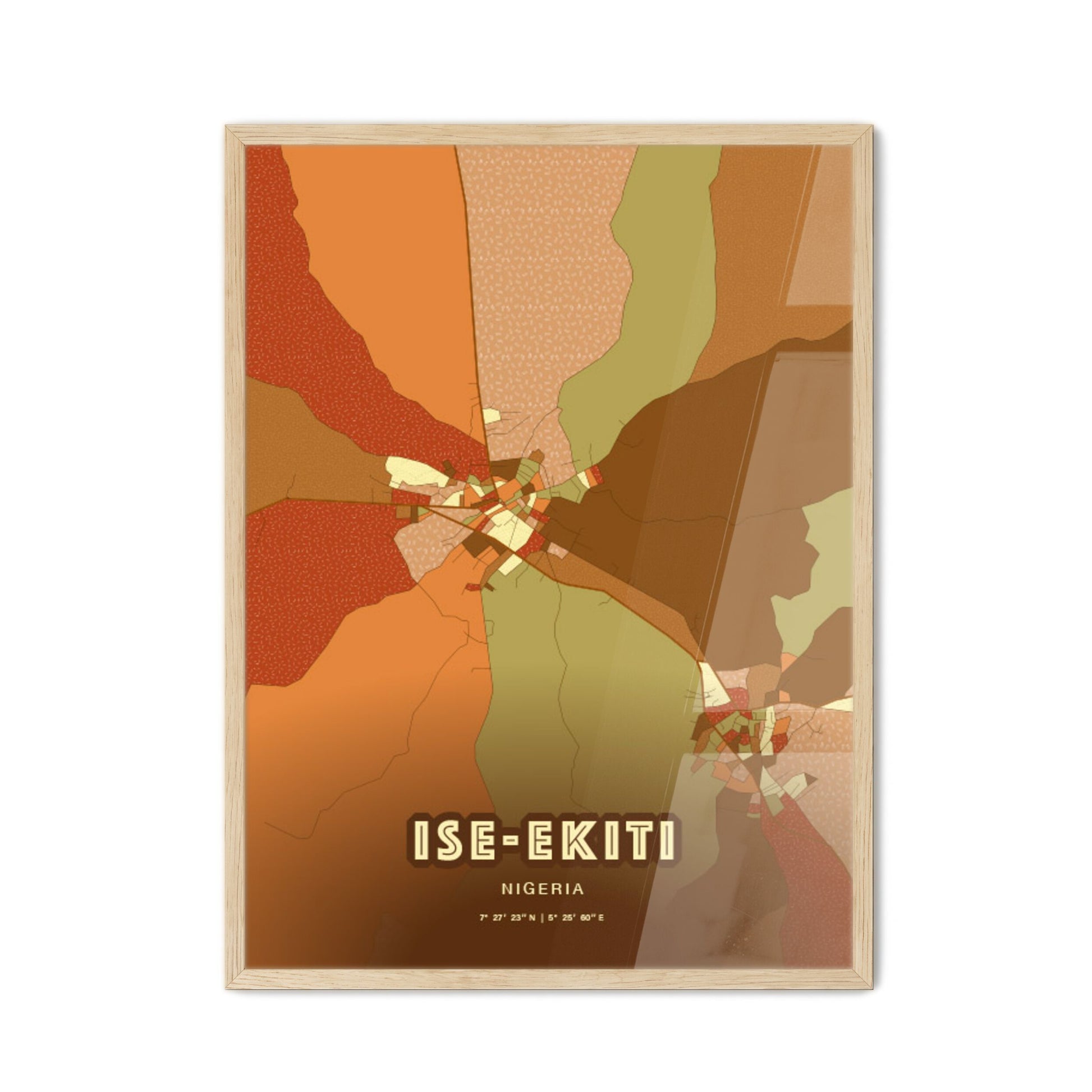 Colorful ISE-EKITI NIGERIA Fine Art Map Farmhouse