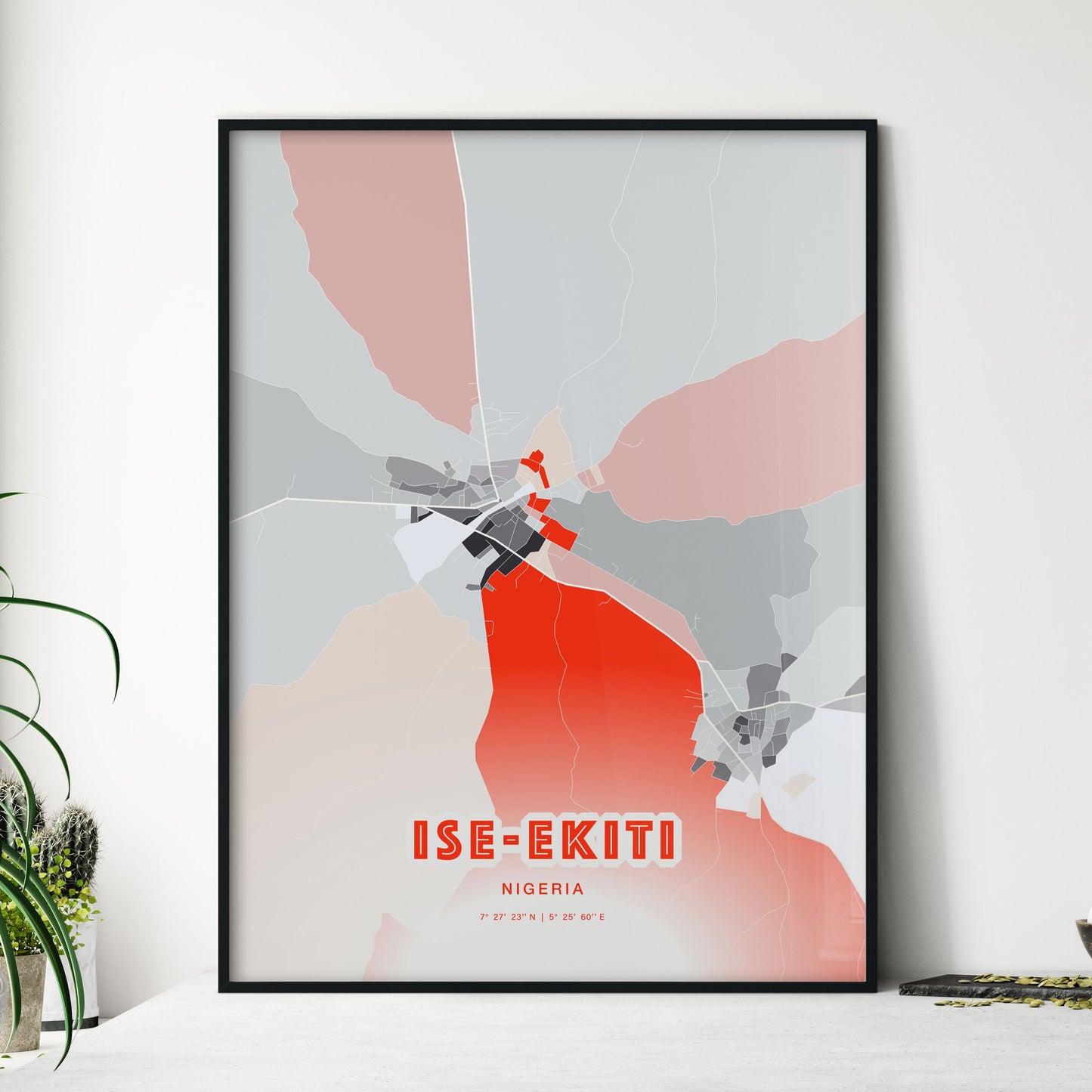 Colorful ISE-EKITI NIGERIA Fine Art Map Modern