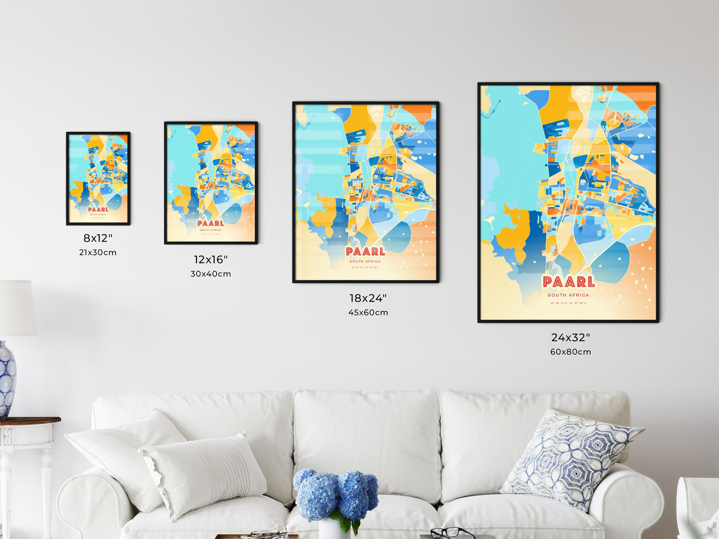 Colorful PAARL SOUTH AFRICA Fine Art Map