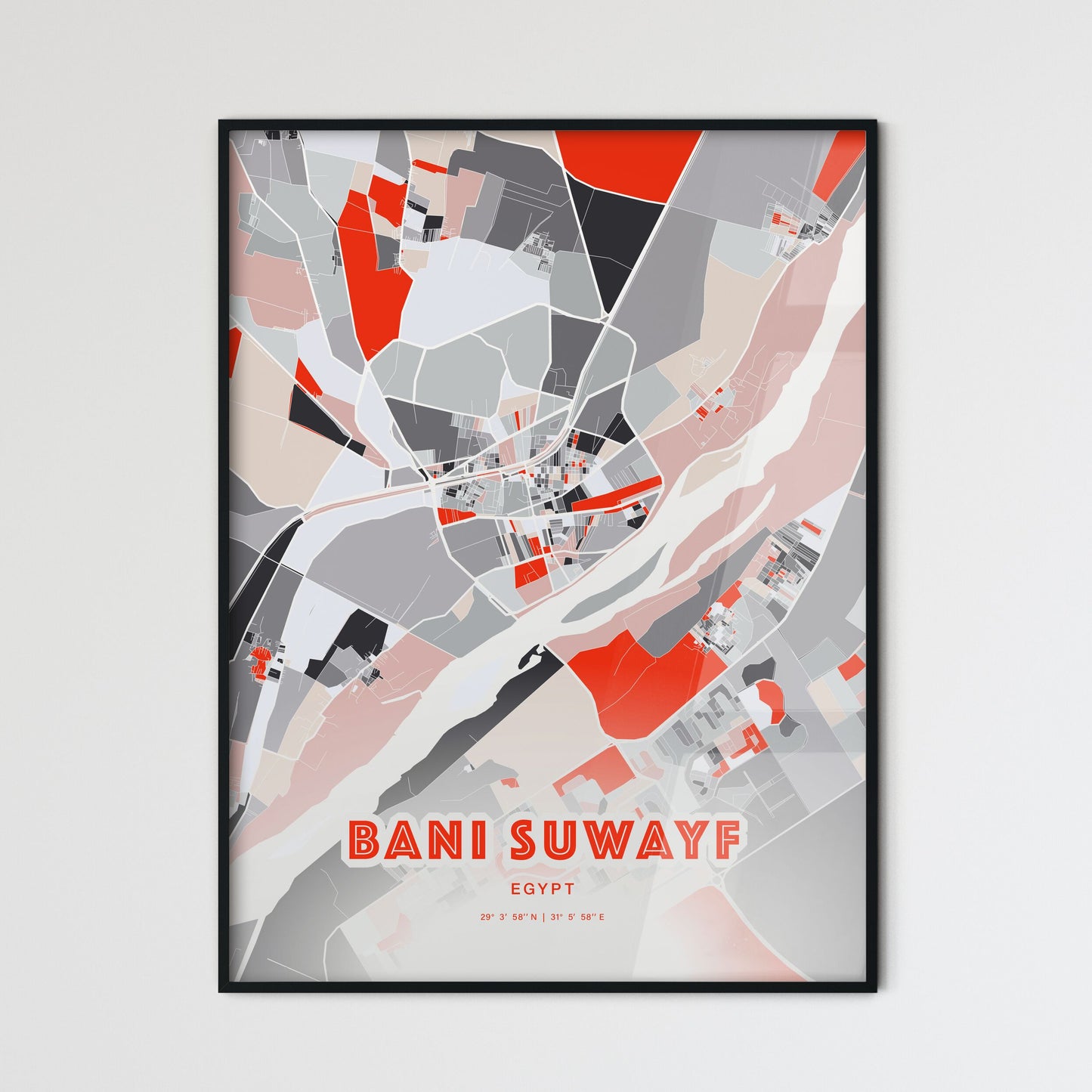 Colorful BANI SUWAYF EGYPT Fine Art Map Modern