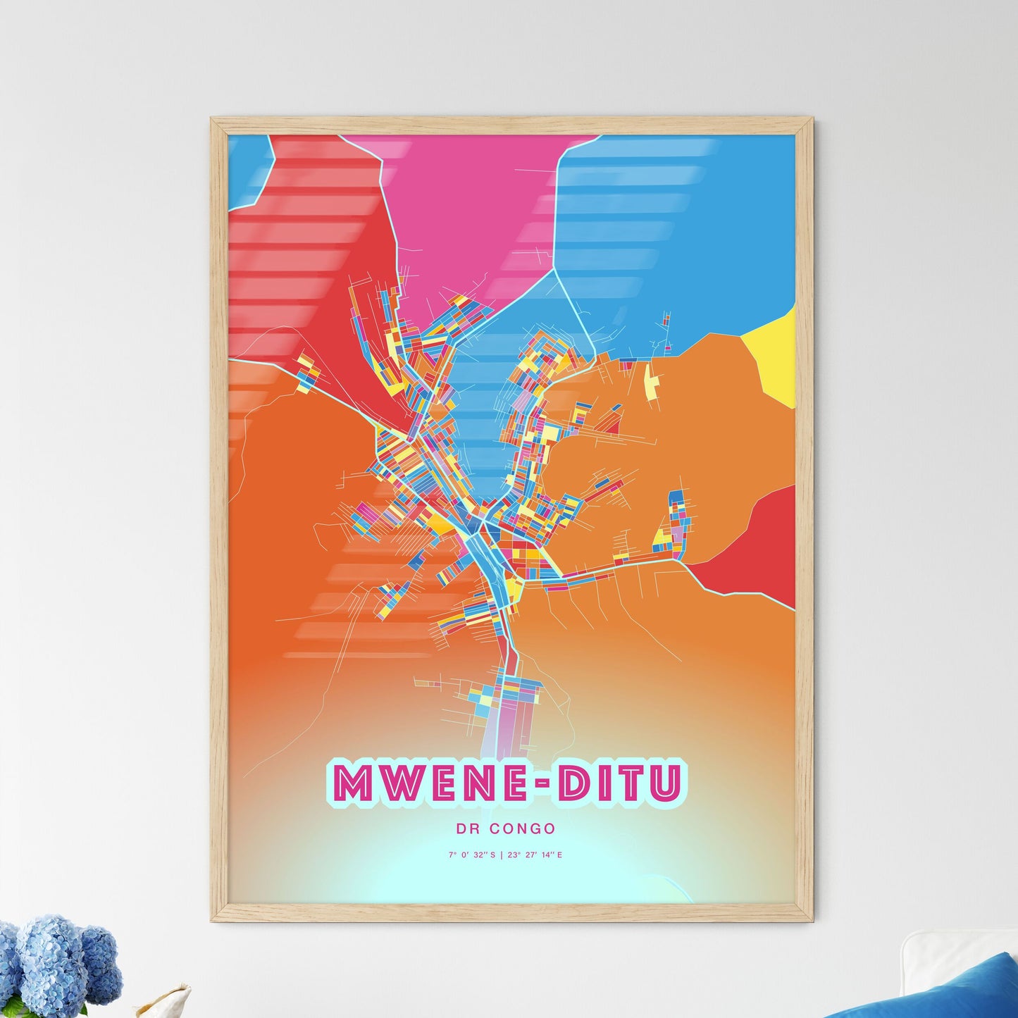 Colorful MWENE-DITU DR CONGO Fine Art Map Crazy Colors