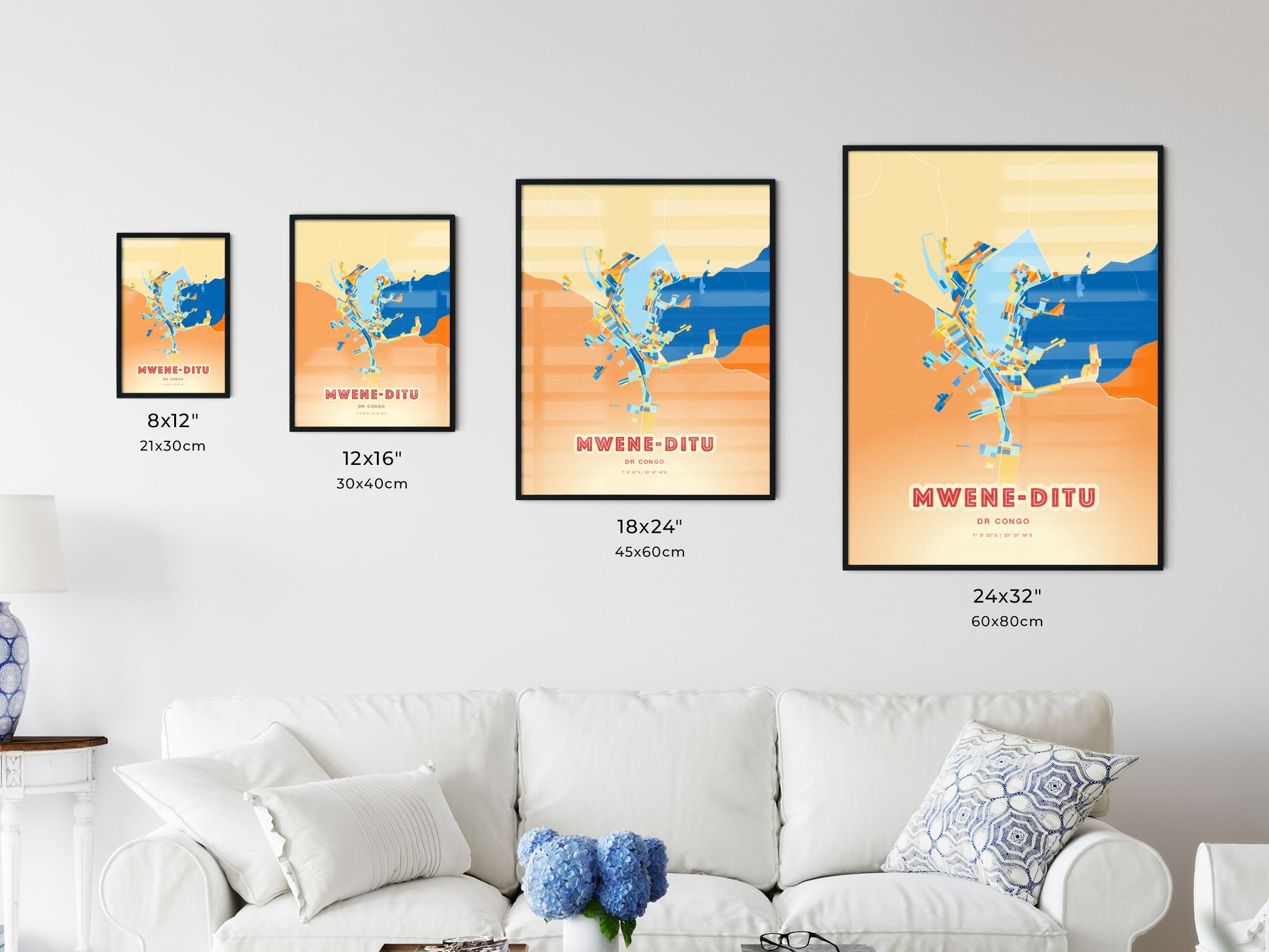 Colorful MWENE-DITU DR CONGO Fine Art Map