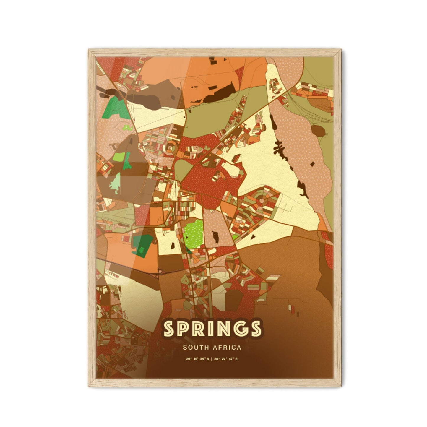 Colorful SPRINGS SOUTH AFRICA Fine Art Map Farmhouse