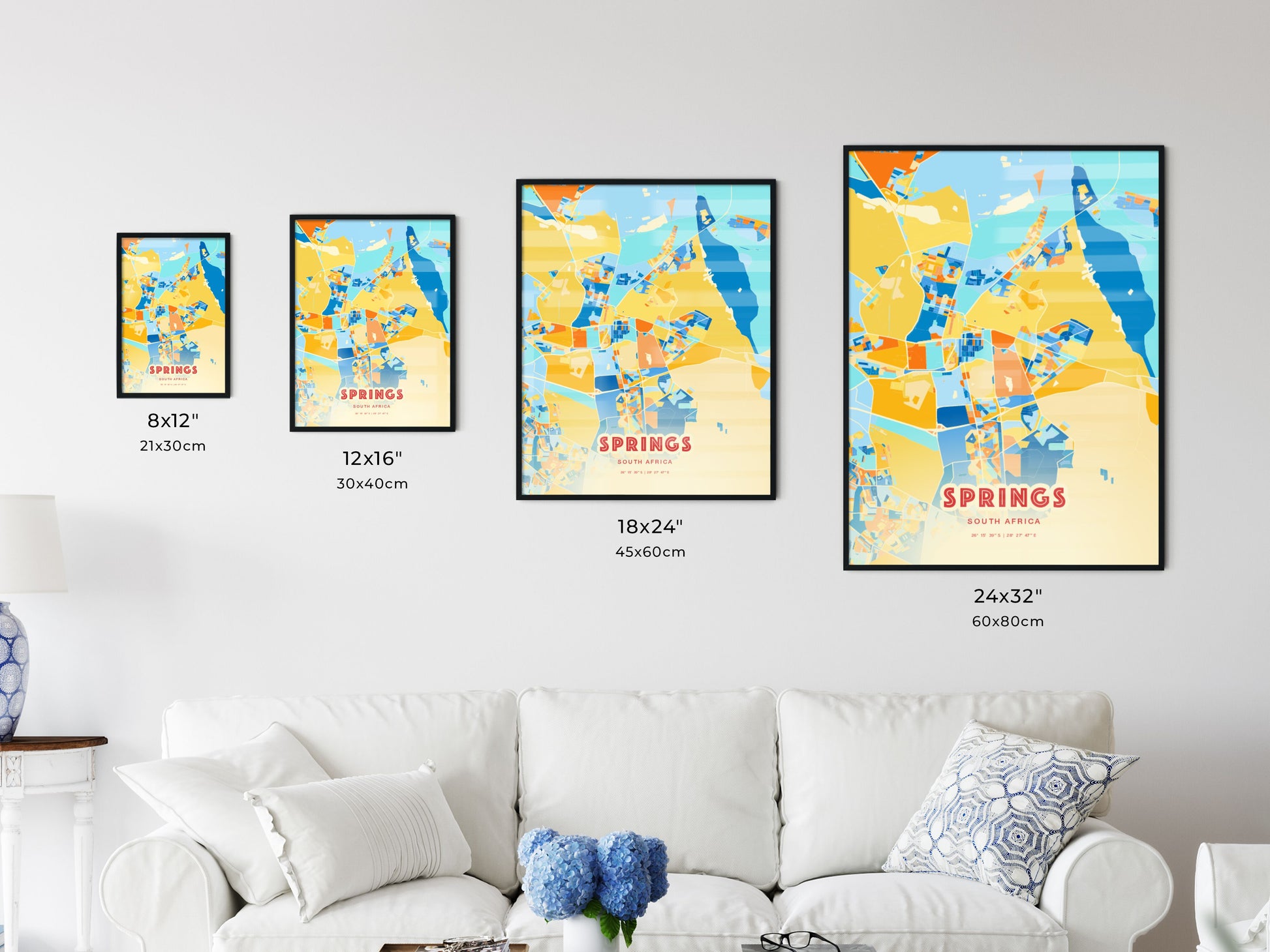 Colorful SPRINGS SOUTH AFRICA Fine Art Map