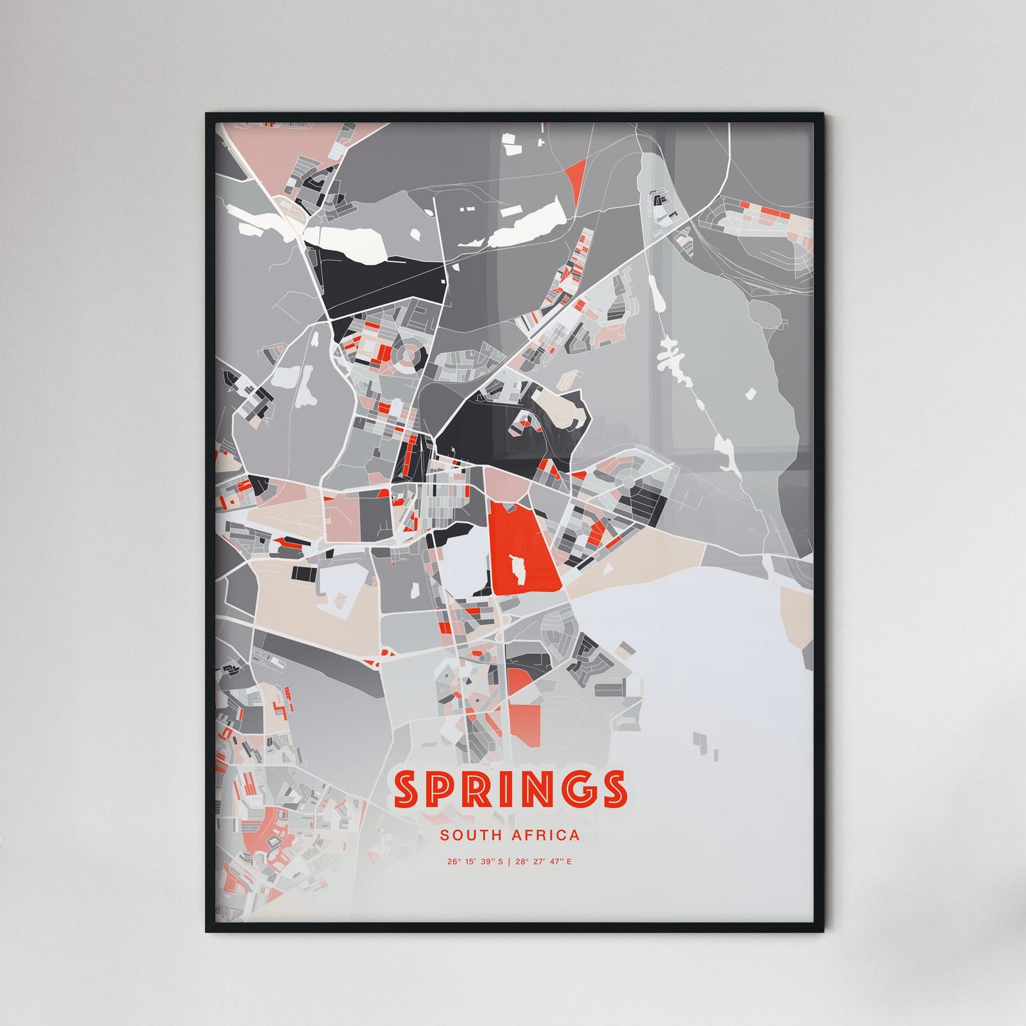 Colorful SPRINGS SOUTH AFRICA Fine Art Map Modern