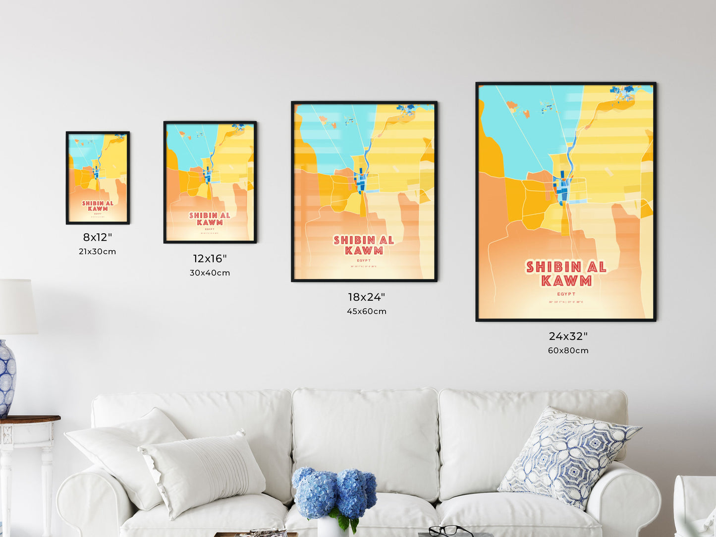 Colorful SHIBIN AL KAWM EGYPT Fine Art Map